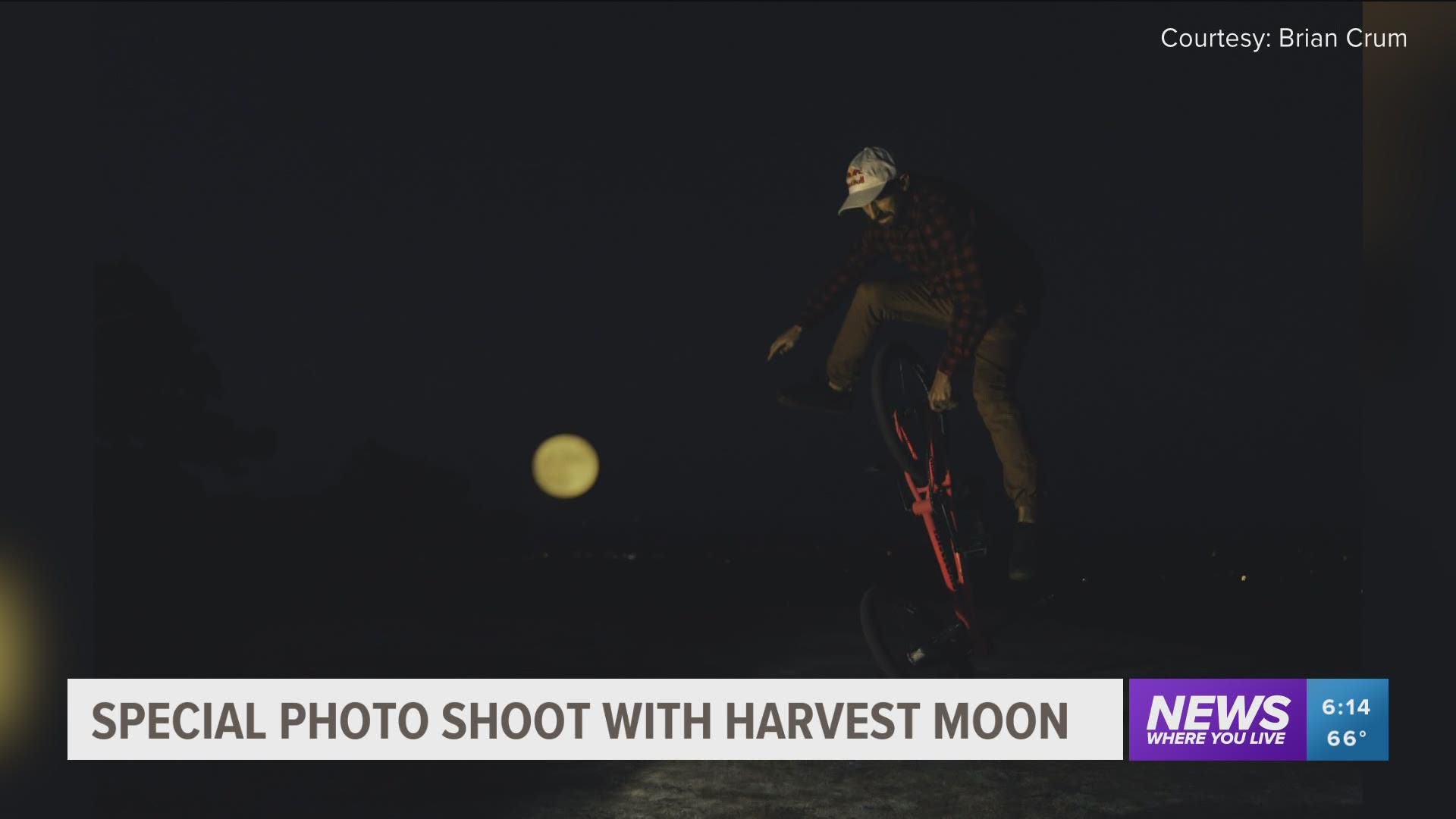 Professional BMX  Flatland  Rider Rides Under the Harvest 