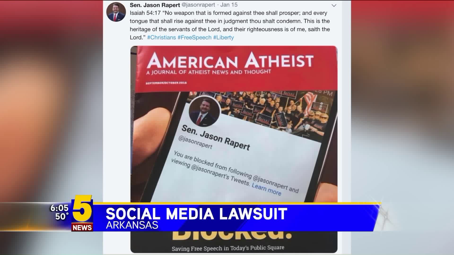Athiest Social Media Lawsuit