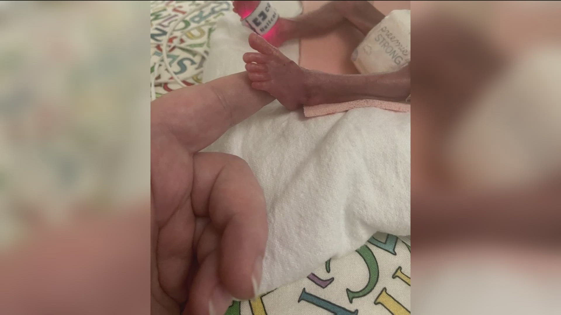 Samantha Christiansen said baby Oliver weighed one pound and four ounces at birth. They spent nearly four months in the NICU with Samantha's sister by their side.