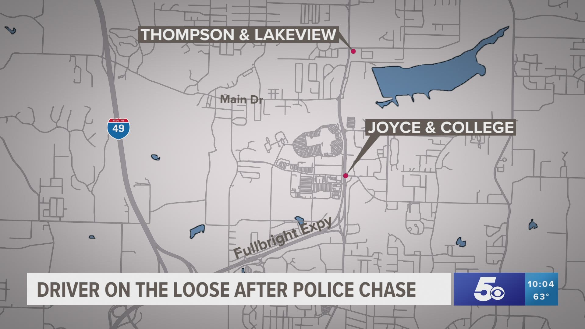 Driver on the loose after police chase in Northwest Arkansas