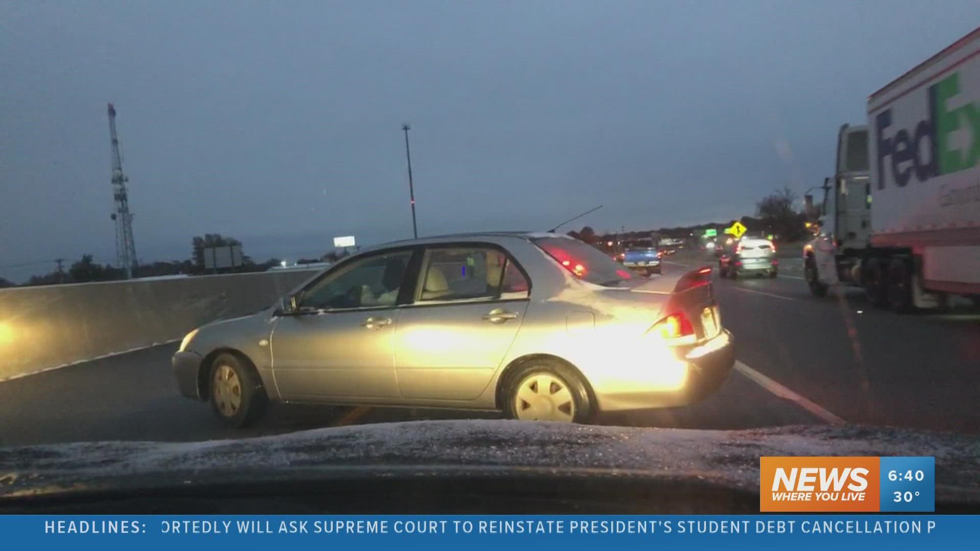 Multiple crashes stopped traffic on I-49 in Northwest Arkansas due to slick conditions.