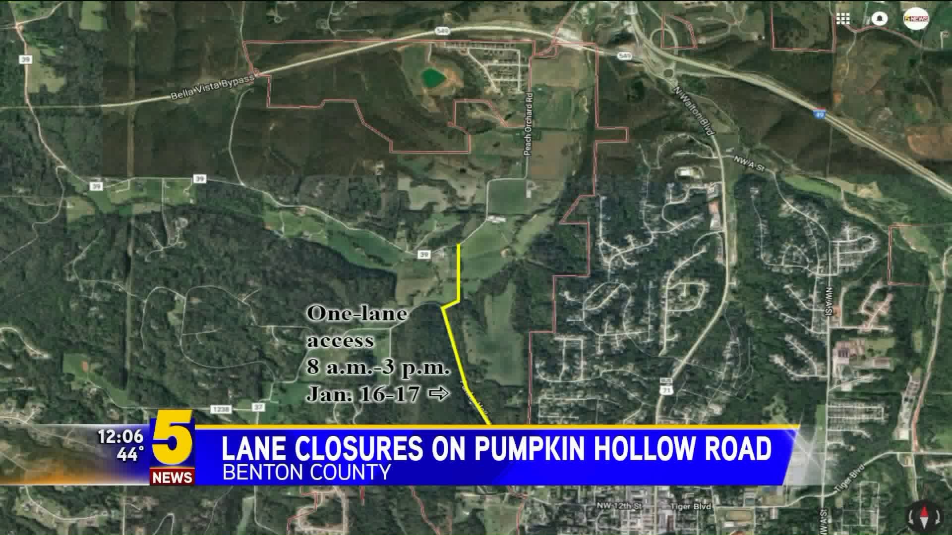 Lane Closures On Pumpkin Hollow Road In Benton County