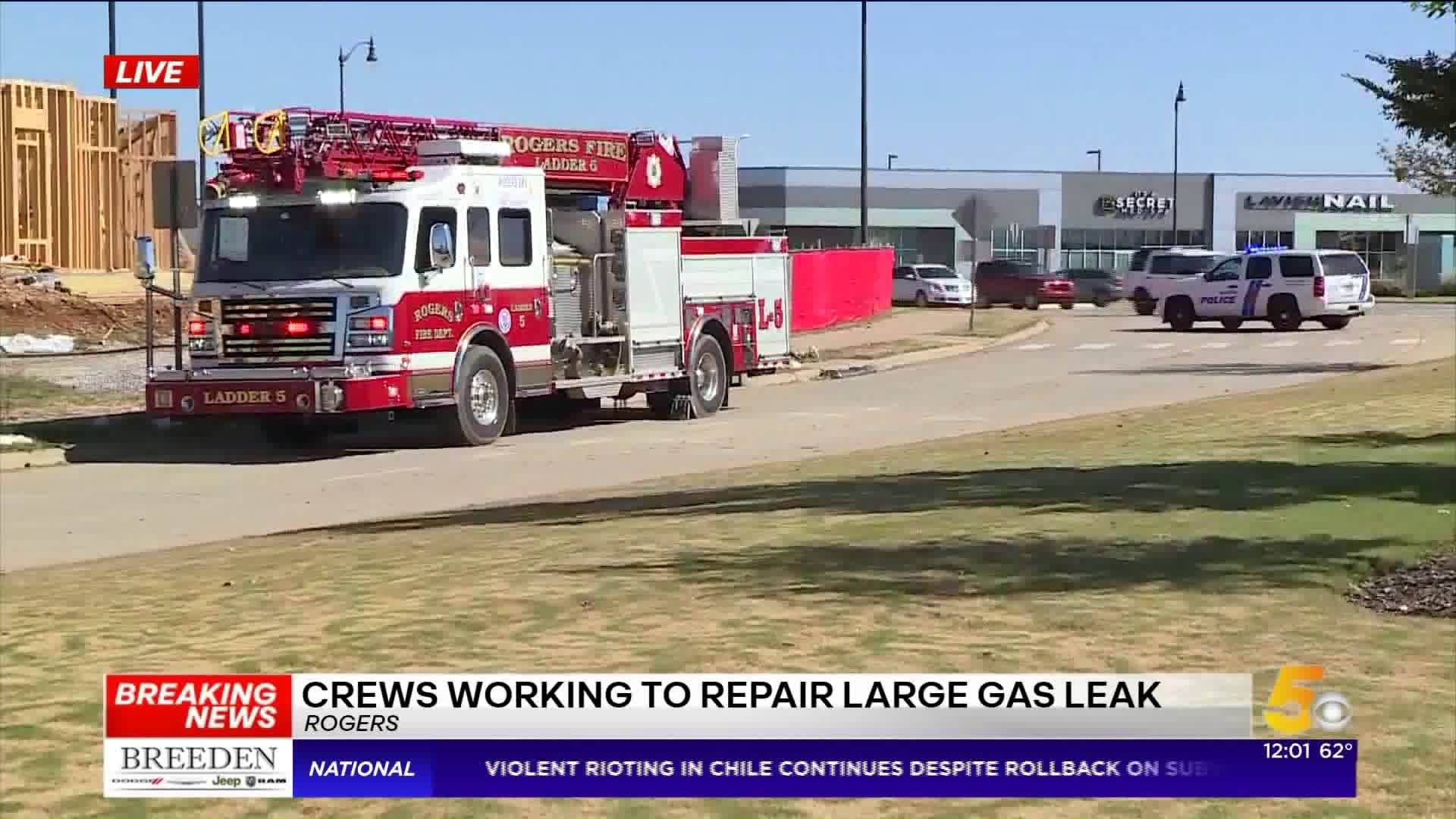 Crews Repairing Gas Leak in Rogers