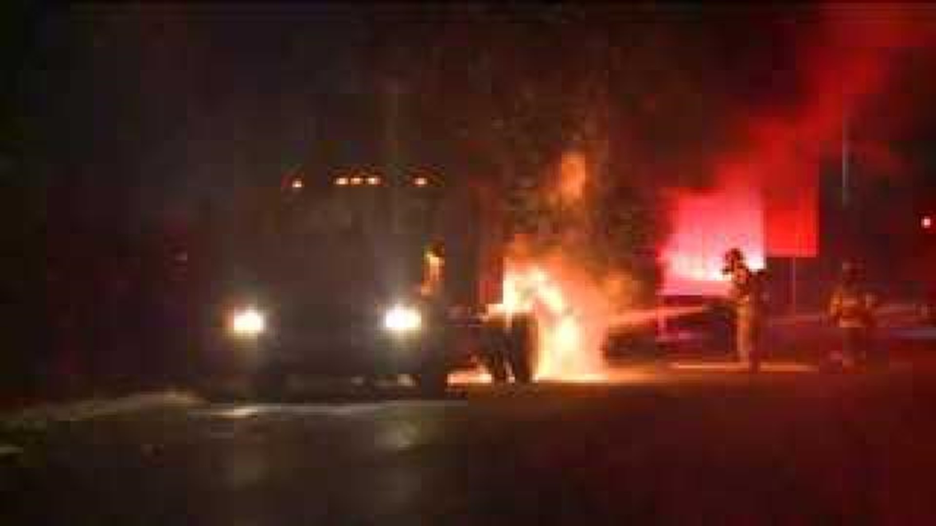 RAW: Semi Truck On Fire on I-540