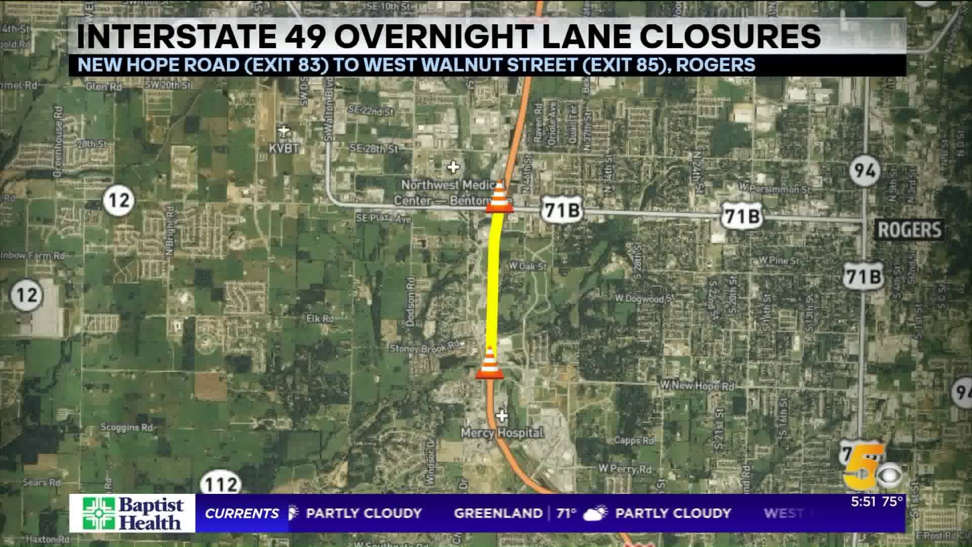 I-49 Lane Closures