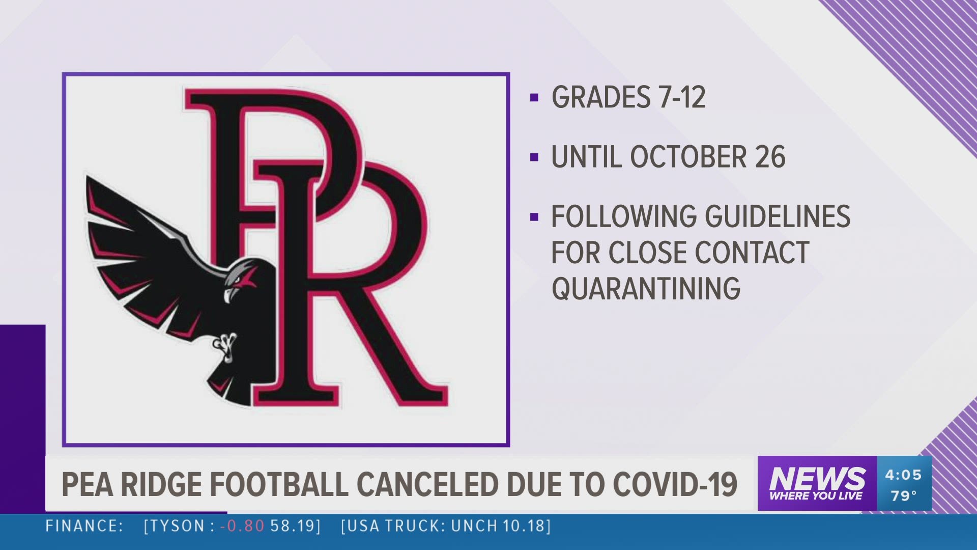 Pea Ridge Football cancelled due to COVID-19