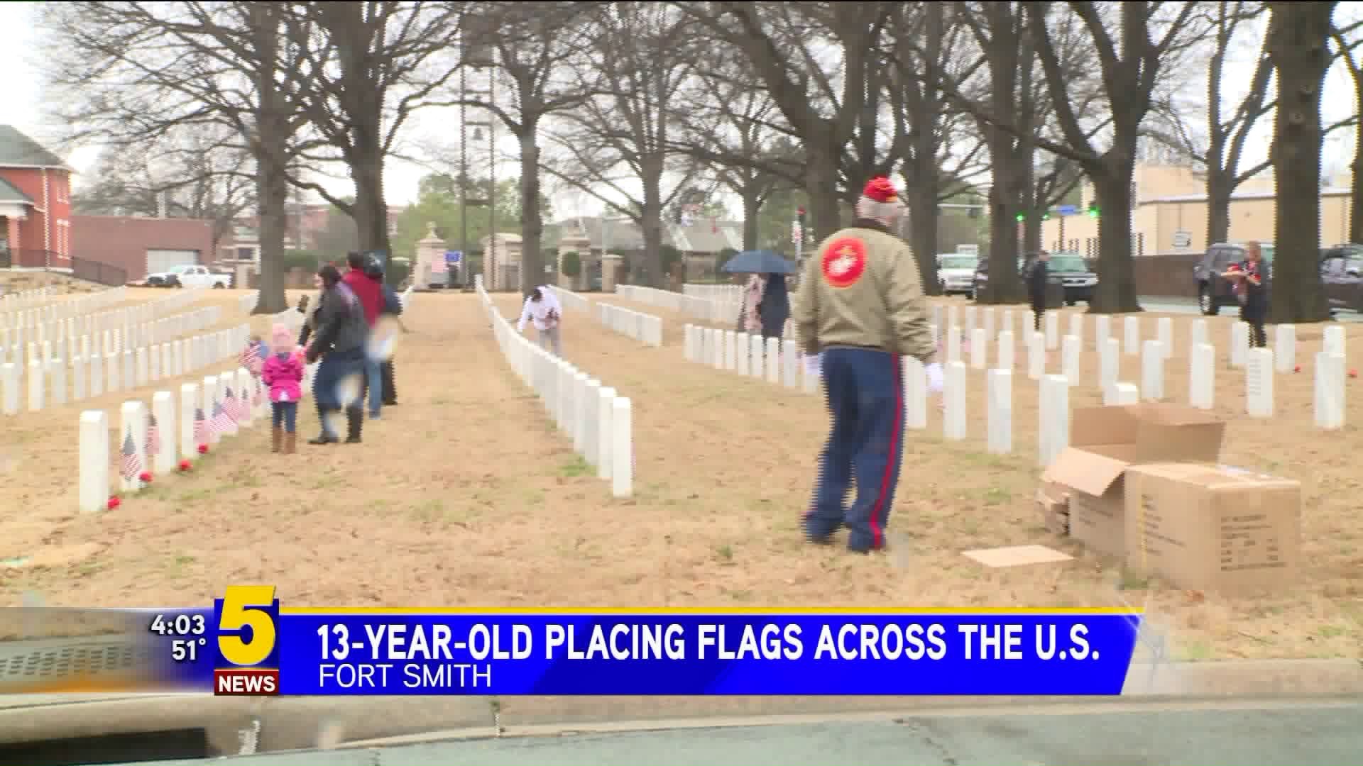 13-Year-Old Placing Flags At Veterans Graves Stops In Fort Smith