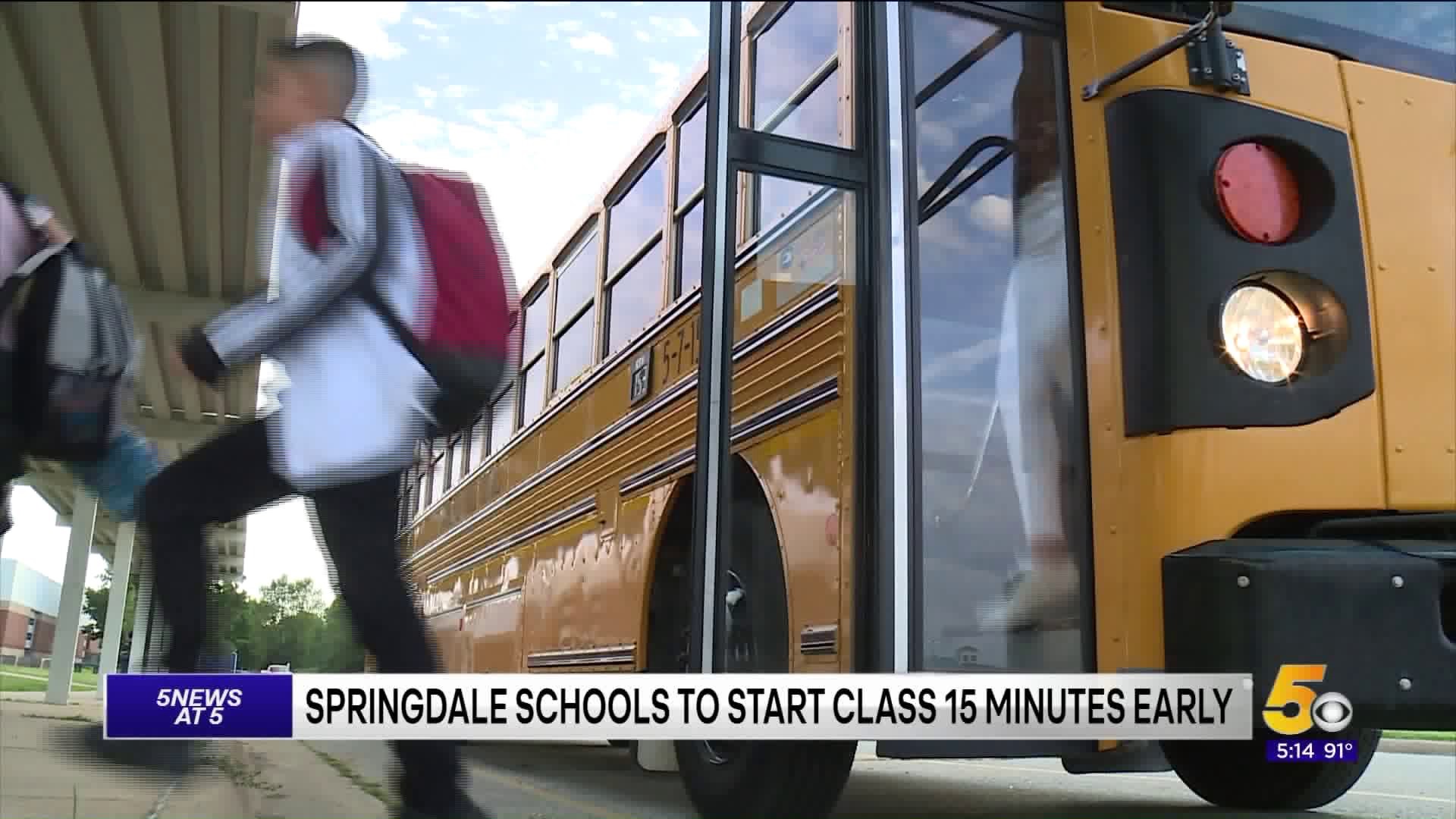 Springdale Schools To Start Class 15 Minutes Early