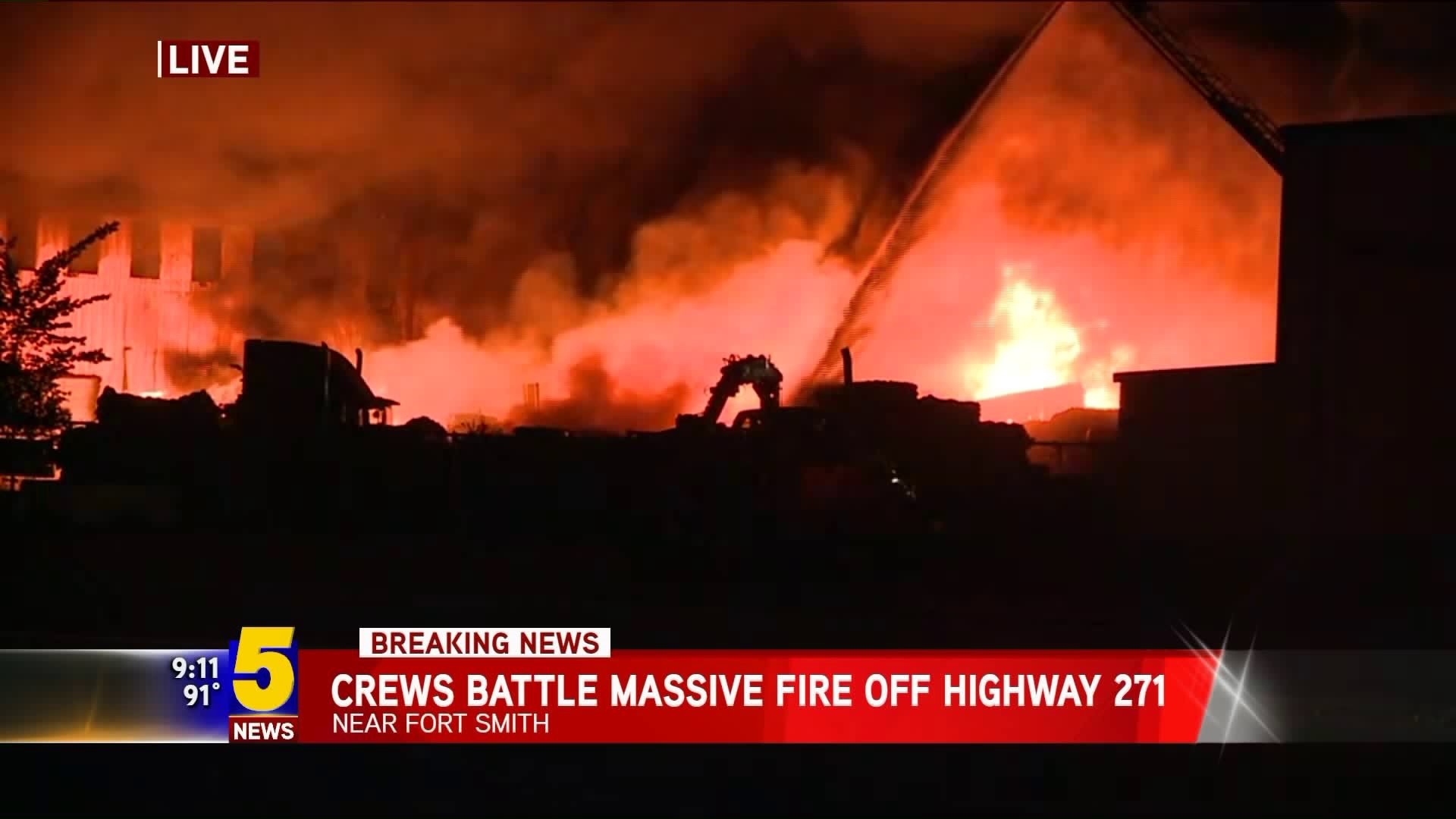 Structure Fire Behind Southern Tire Mart AR-OK Border