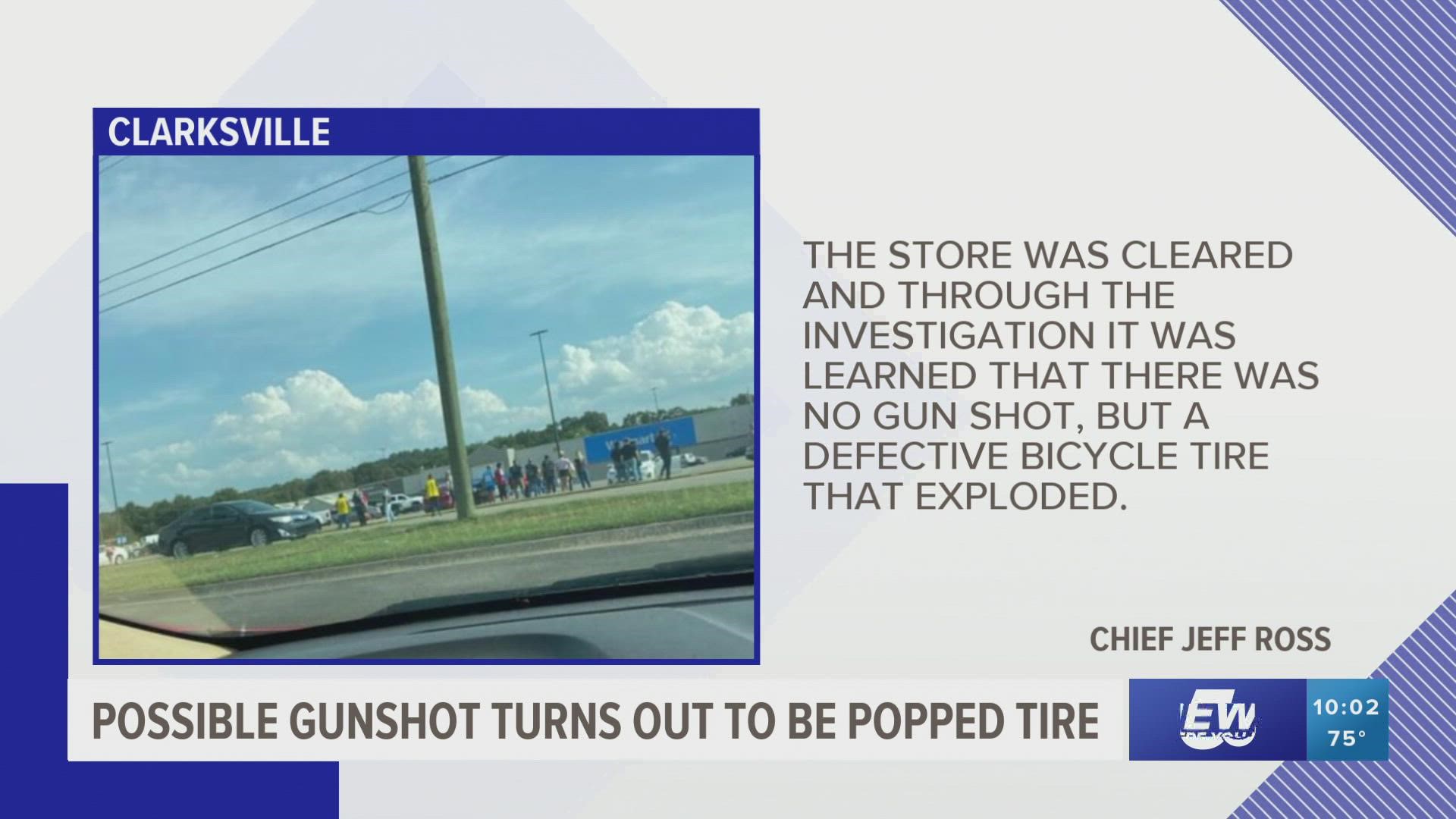 According to Clarksville Police, customers were evacuated from the Walmart located on Market Street after a loud pop was heard inside the building Saturday (Sept. 4)