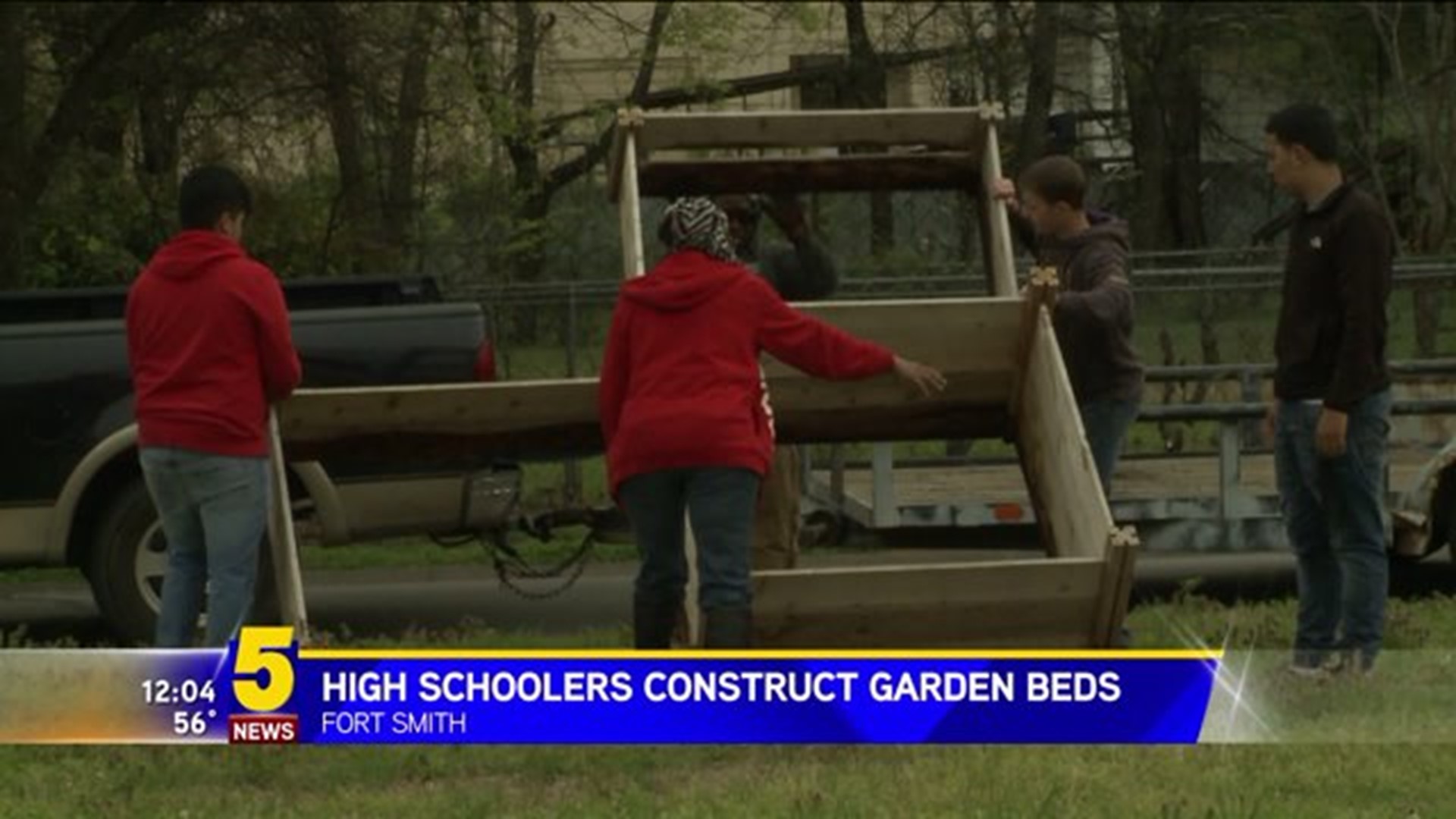 High Schoolers Construct Garden Beds