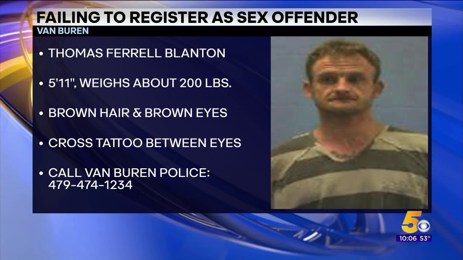 Man Who Failed To Register As A Sex Offender Wanted In Van Buren