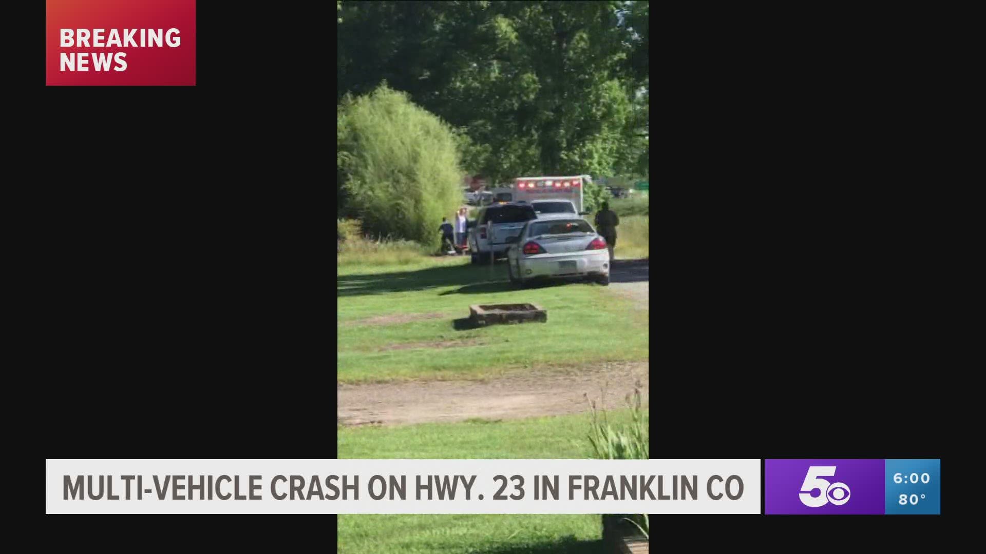 Multi-vehicle crash on Highway 23 in Franklin County