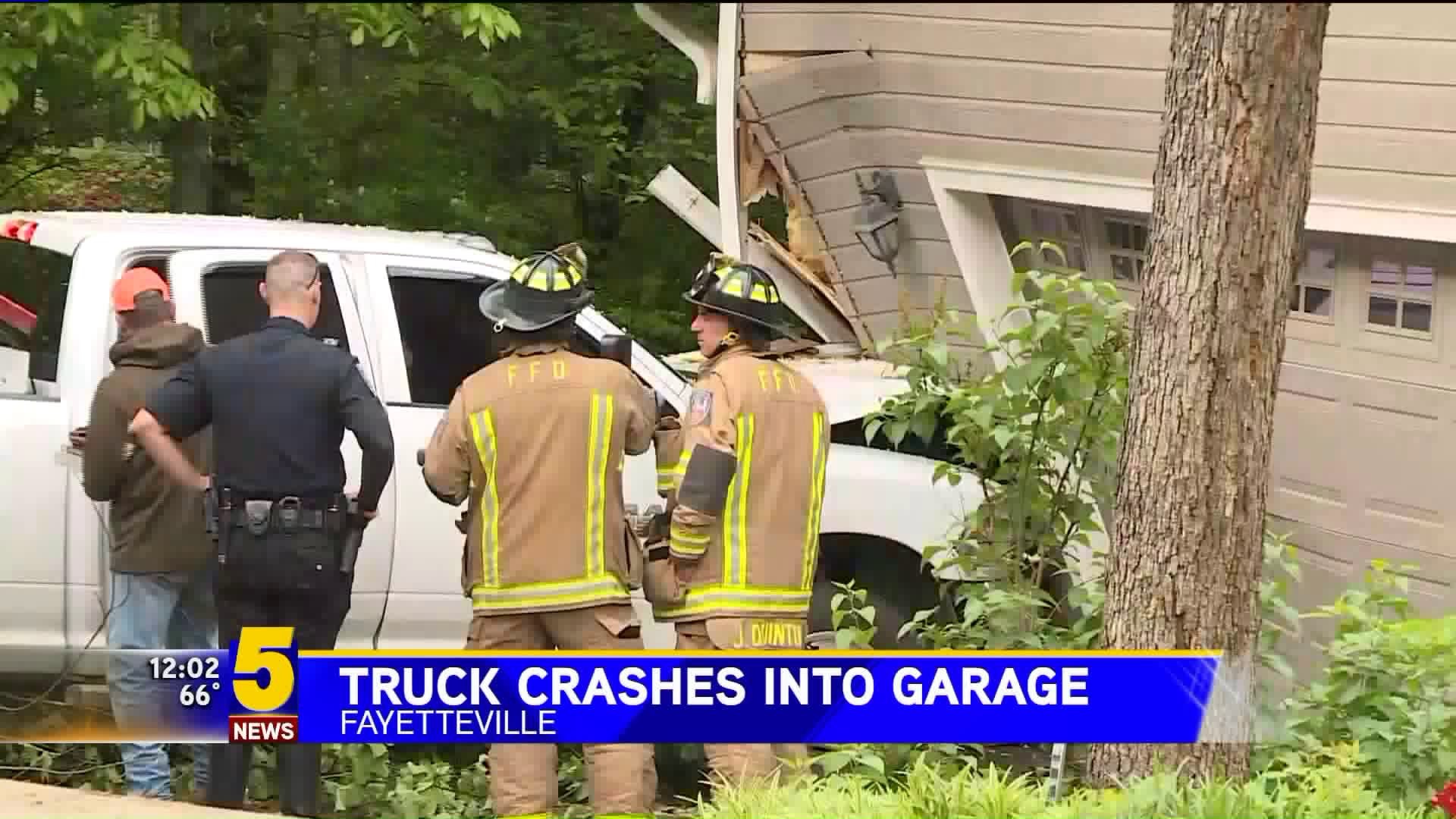 Truck Crashes Into Garage in Fayetteville