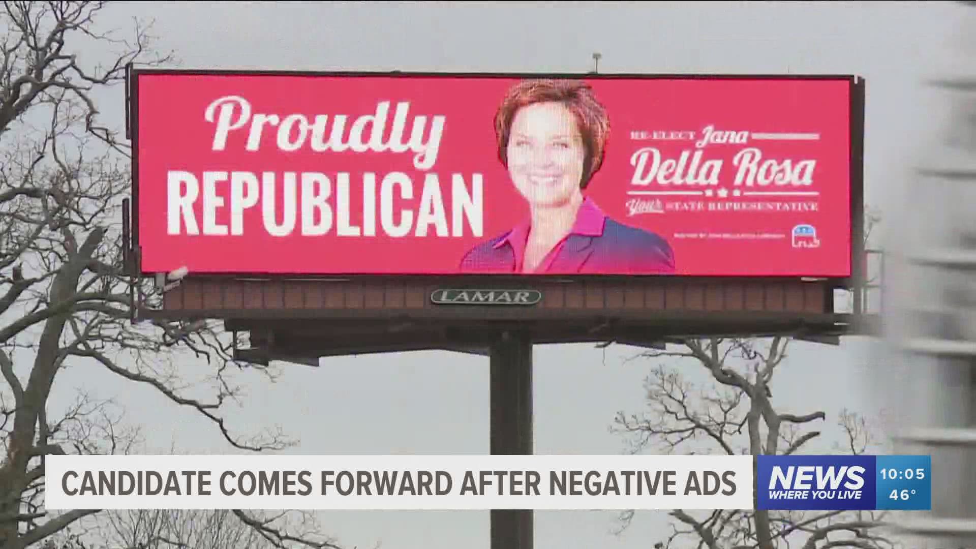 Candidate comes forward after negative ads