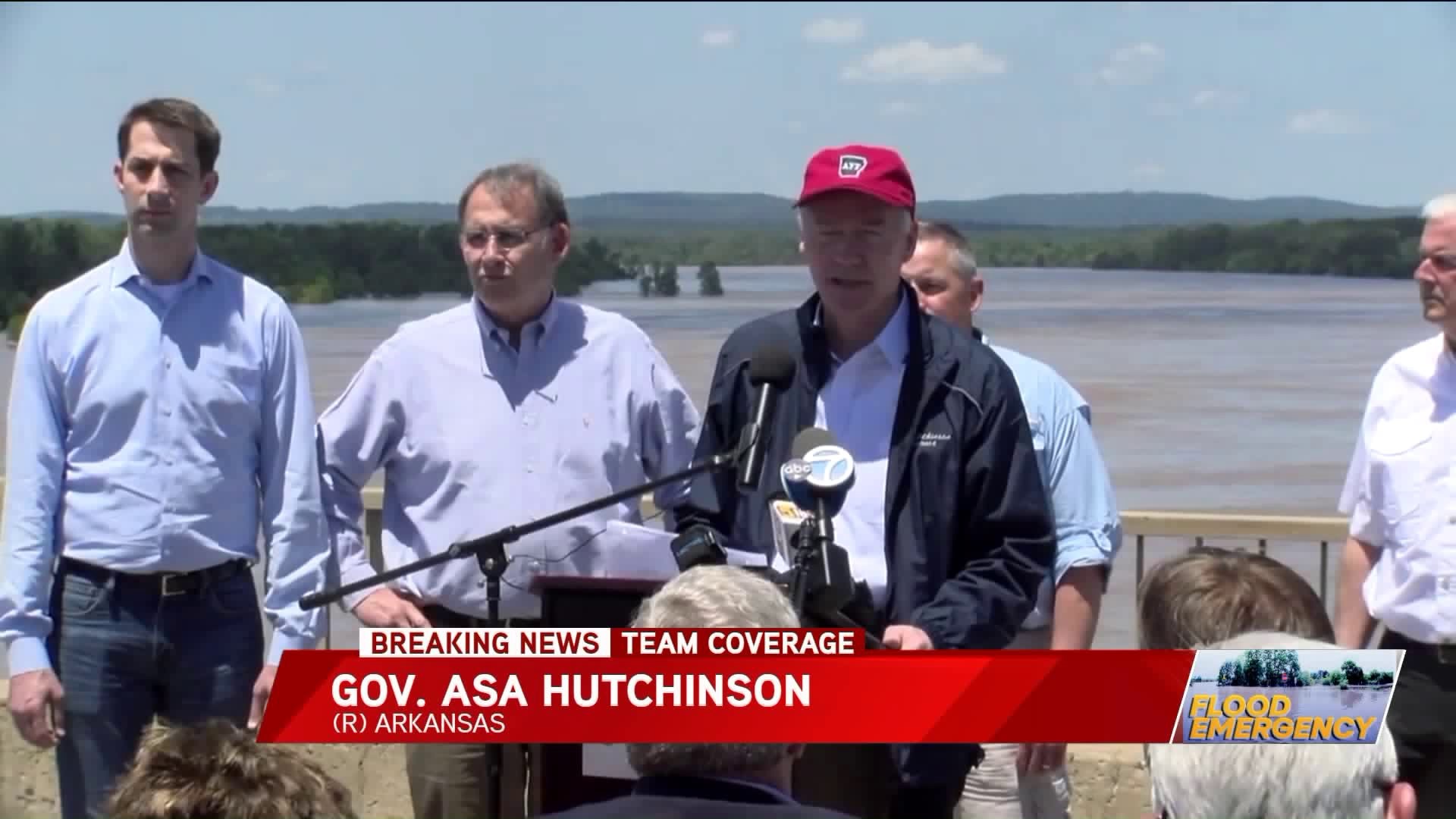 Gov. Hutchinson & Lawmakers Touring Flooded Sites In The River Valley