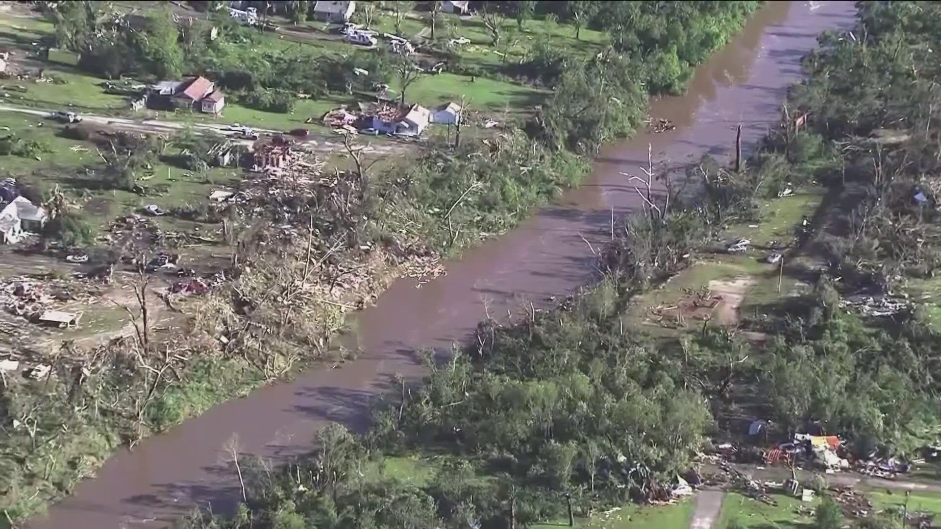 Daylight is revealing the destructive path of a tornado that tore through parts of Oklahoma.