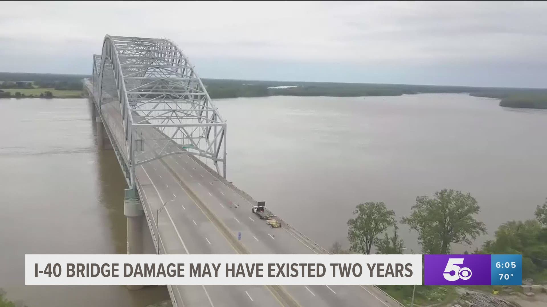 Days after the I-40 bridge is shut down to traffic because of a fracture, drone footage is discovered that shows damage to the bridge from two years ago.