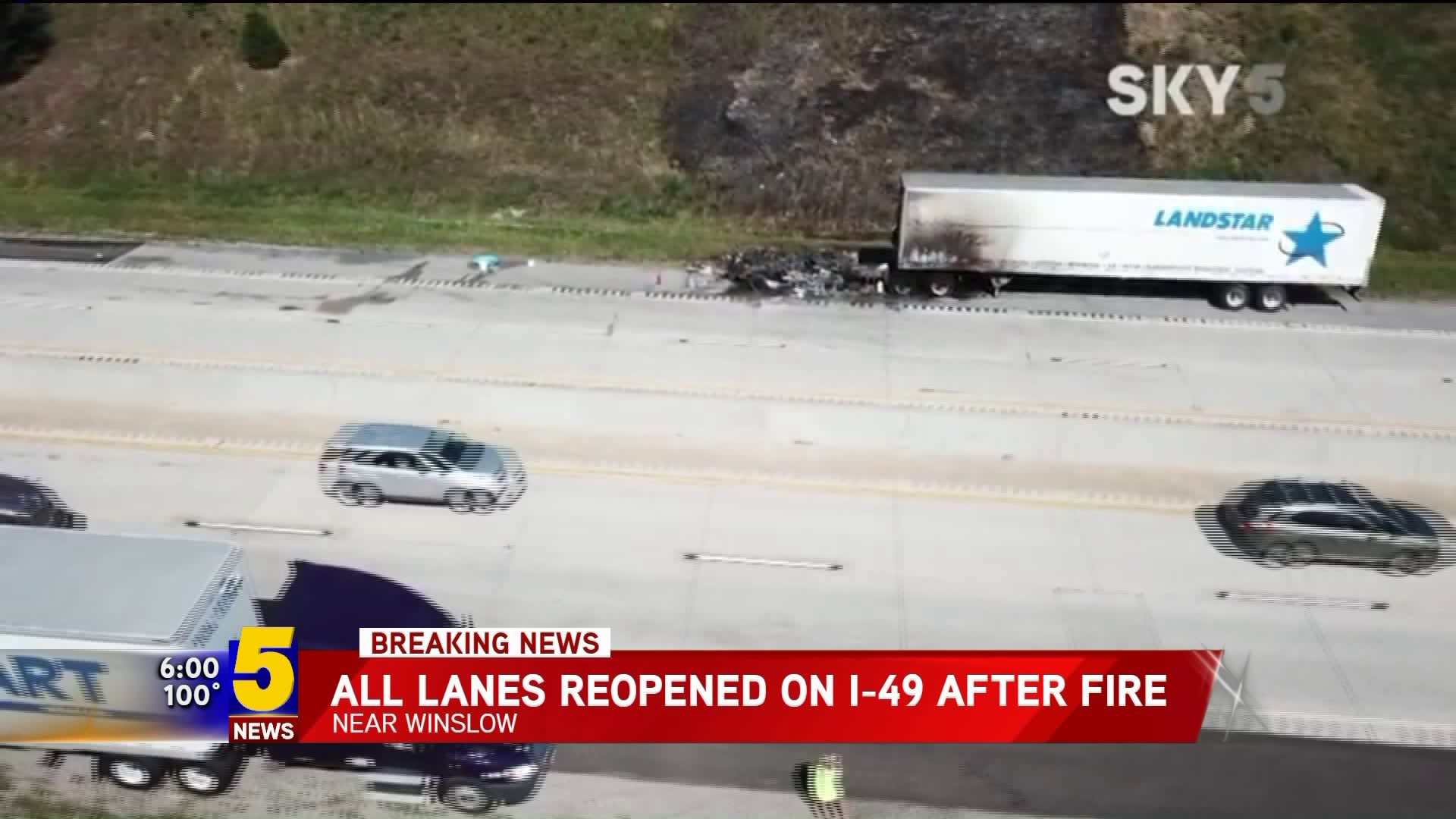 Fire Closes I-49