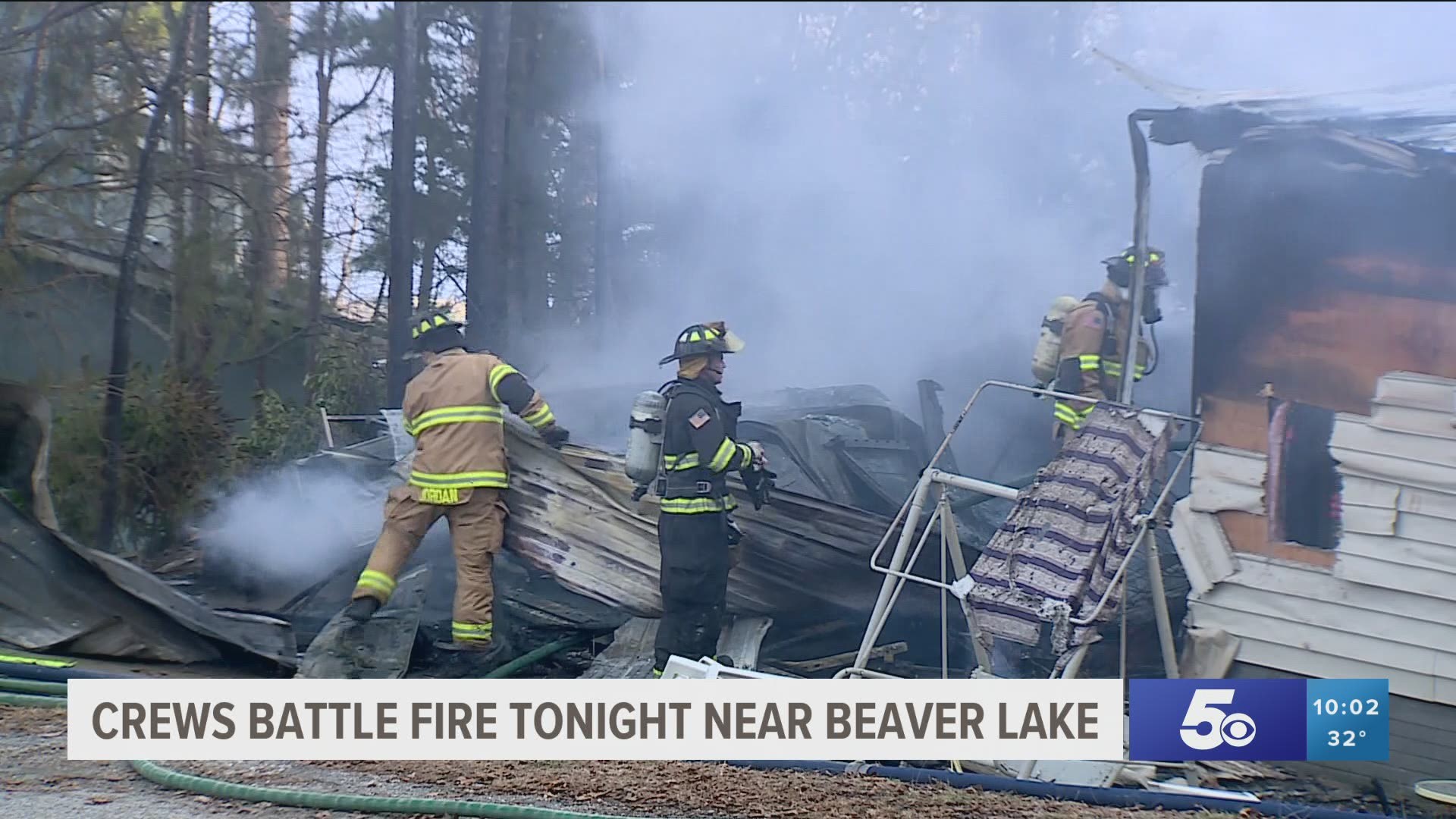 Fire crews responded to a fully involved structure fire on the 16,000 block of Hickory Dr. near Beaver Lake Friday (Dec. 25) afternoon.