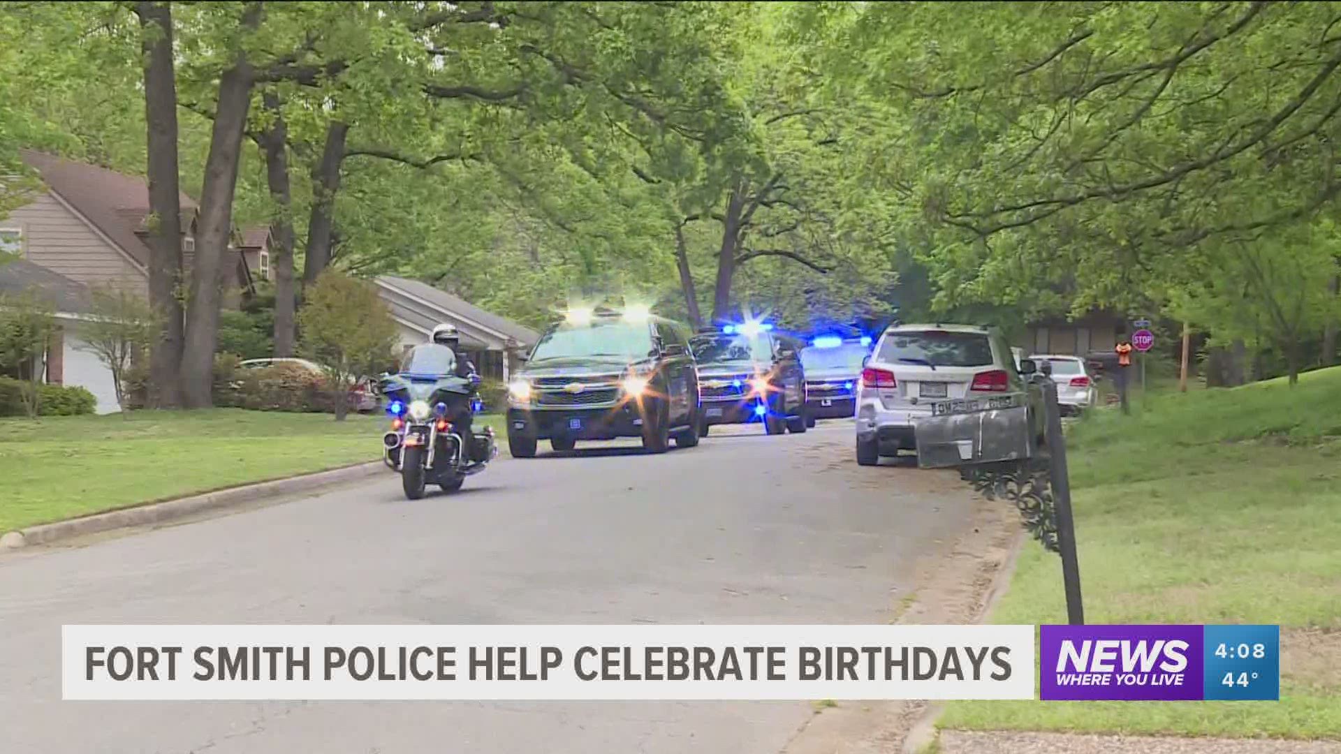Fort Smith Police help celebrate birthdays.