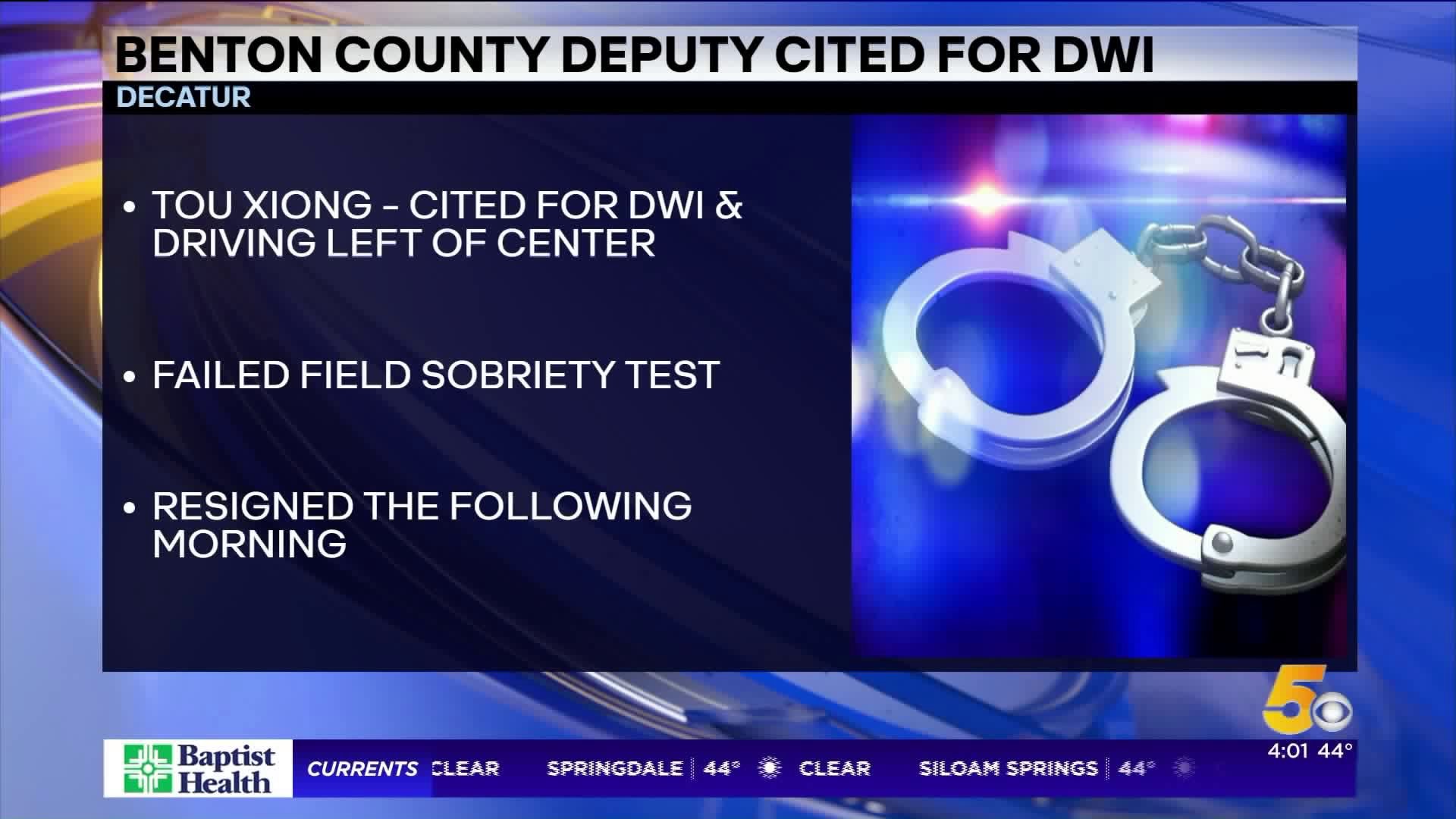 Benton County Deputy Cited for DWI
