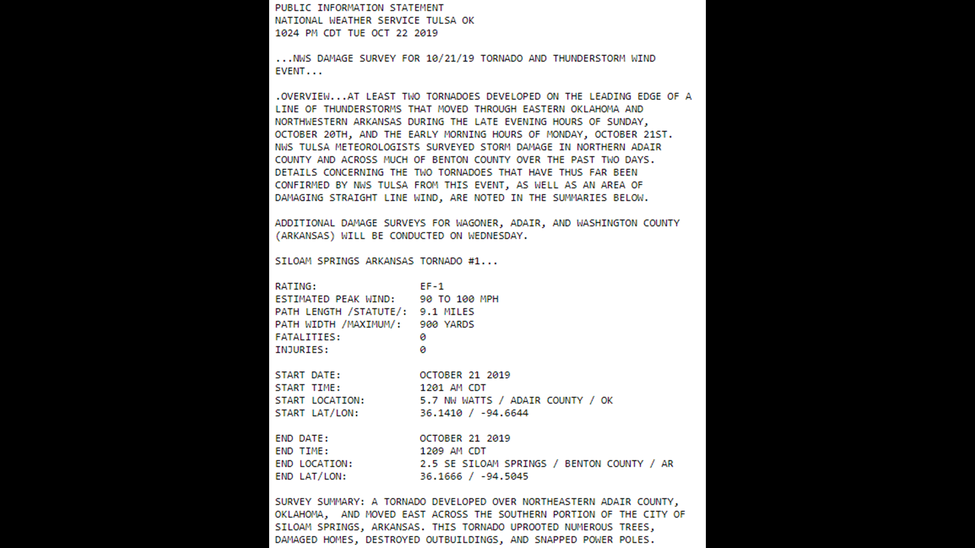 NWS: Two Tornadoes, Straight-Line Winds Caused Damage In Benton County ...