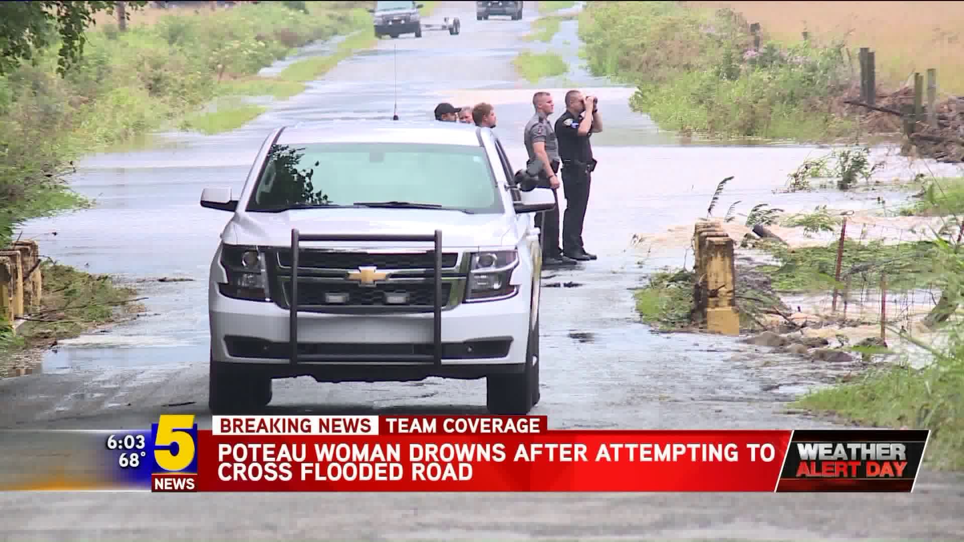 Poteau Woman Swept Off Flooded Road, Drowns