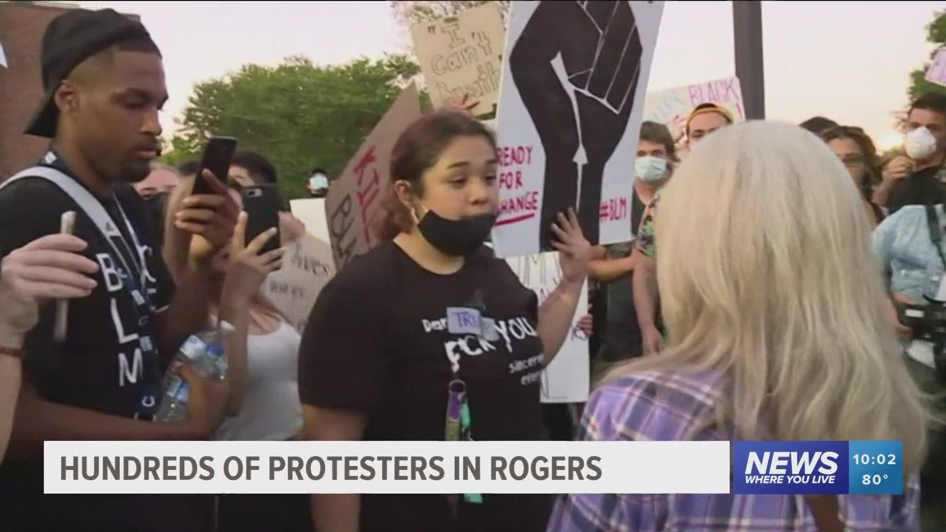 Hundreds of protesters gathered in front of Rogers City Hall Friday (June 5) to call for justice for George Floyd and an end to racial injustices.