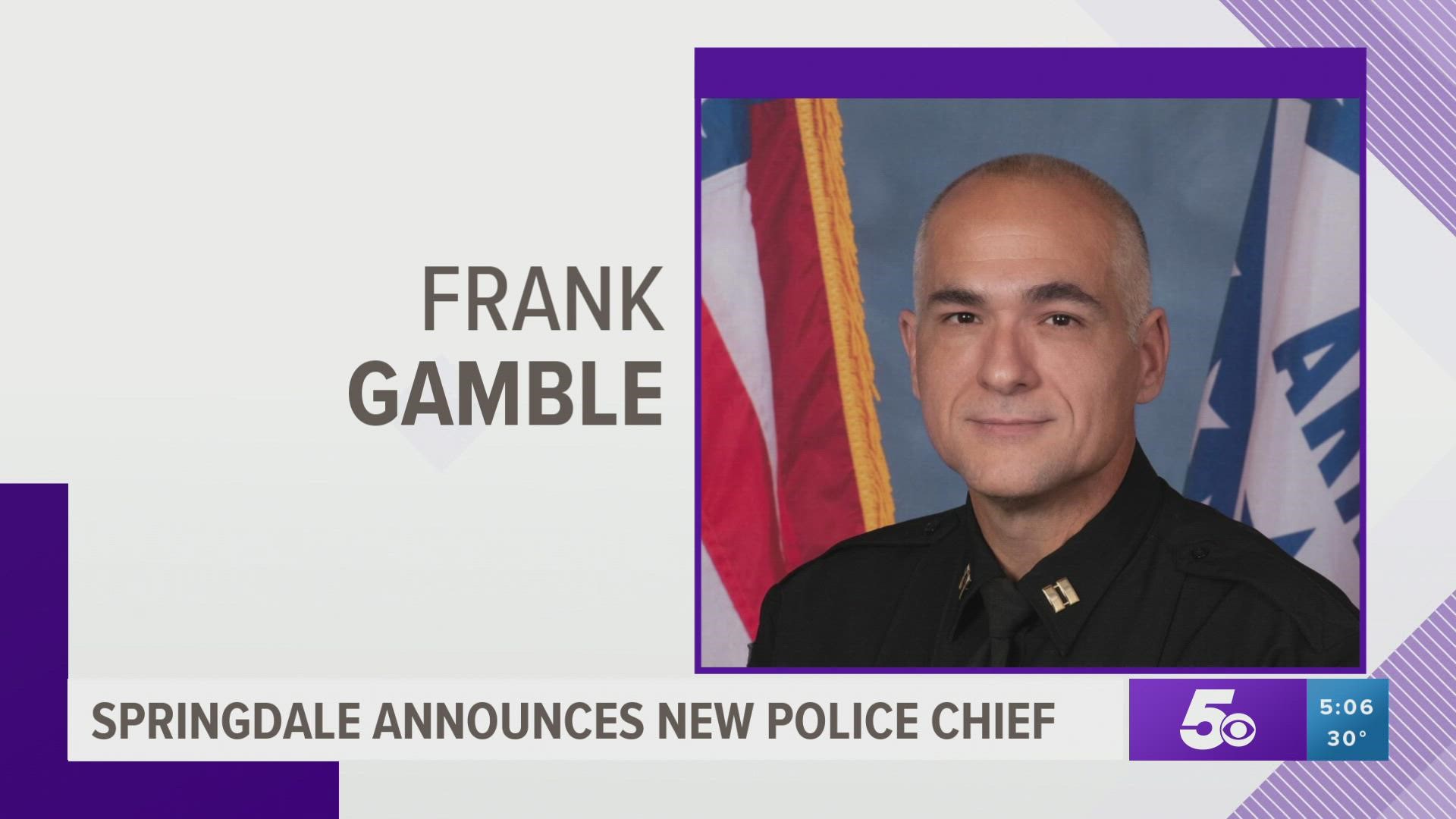Frank Gamble was named new Springdale Police Chief on Saturday, Jan. 15, 2022.