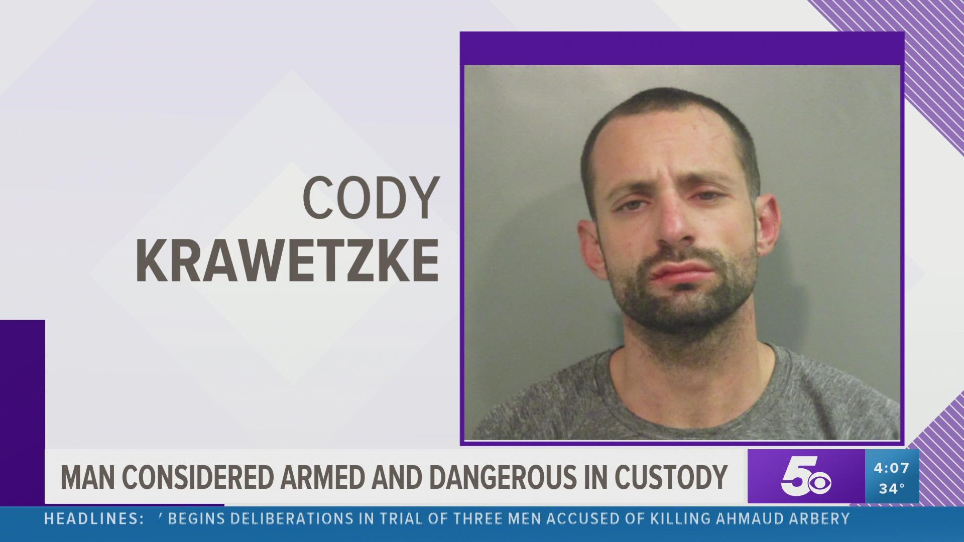 The Crawford County Sheriff’s Office says a suspect considered to be armed and dangerous has been taken into custody after several agencies assisted in the search.