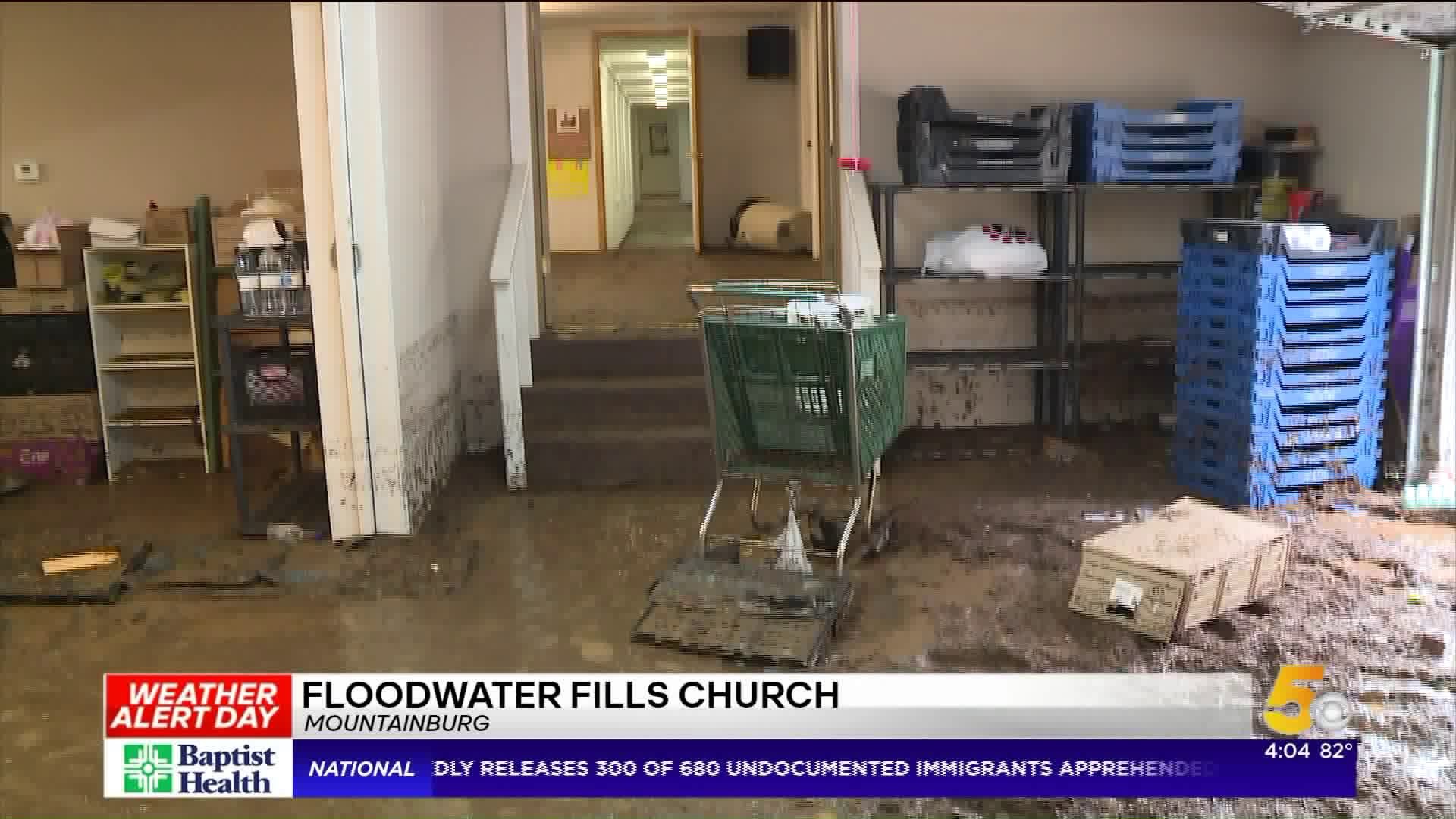 Floodwater Fills Church in Mountainburg
