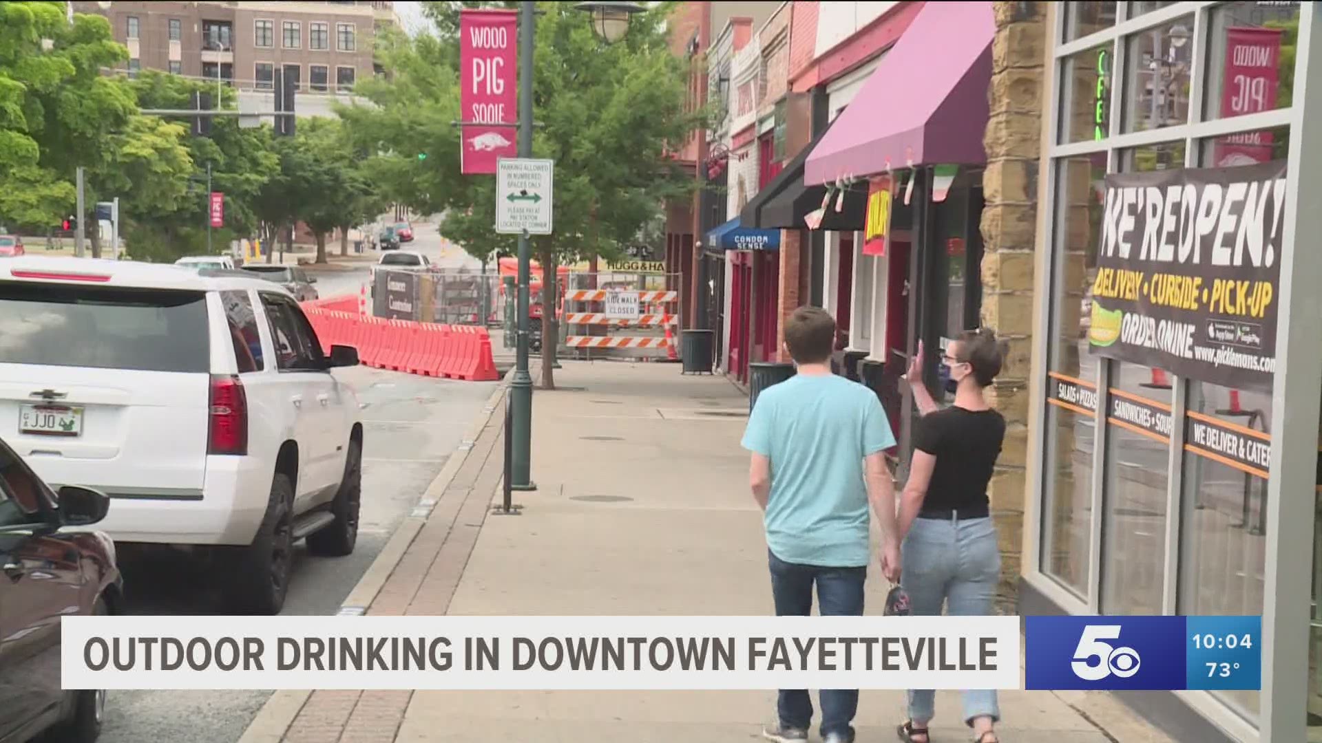 Visitors to Downtown Fayetteville will now be able to carry their alcoholic drinks outside in certain areas. https://bit.ly/3hyfW93