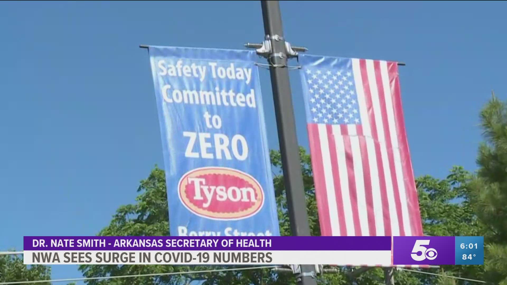 Northwest Arkansas sees surge in COVID-19 cases, including Tyson employees