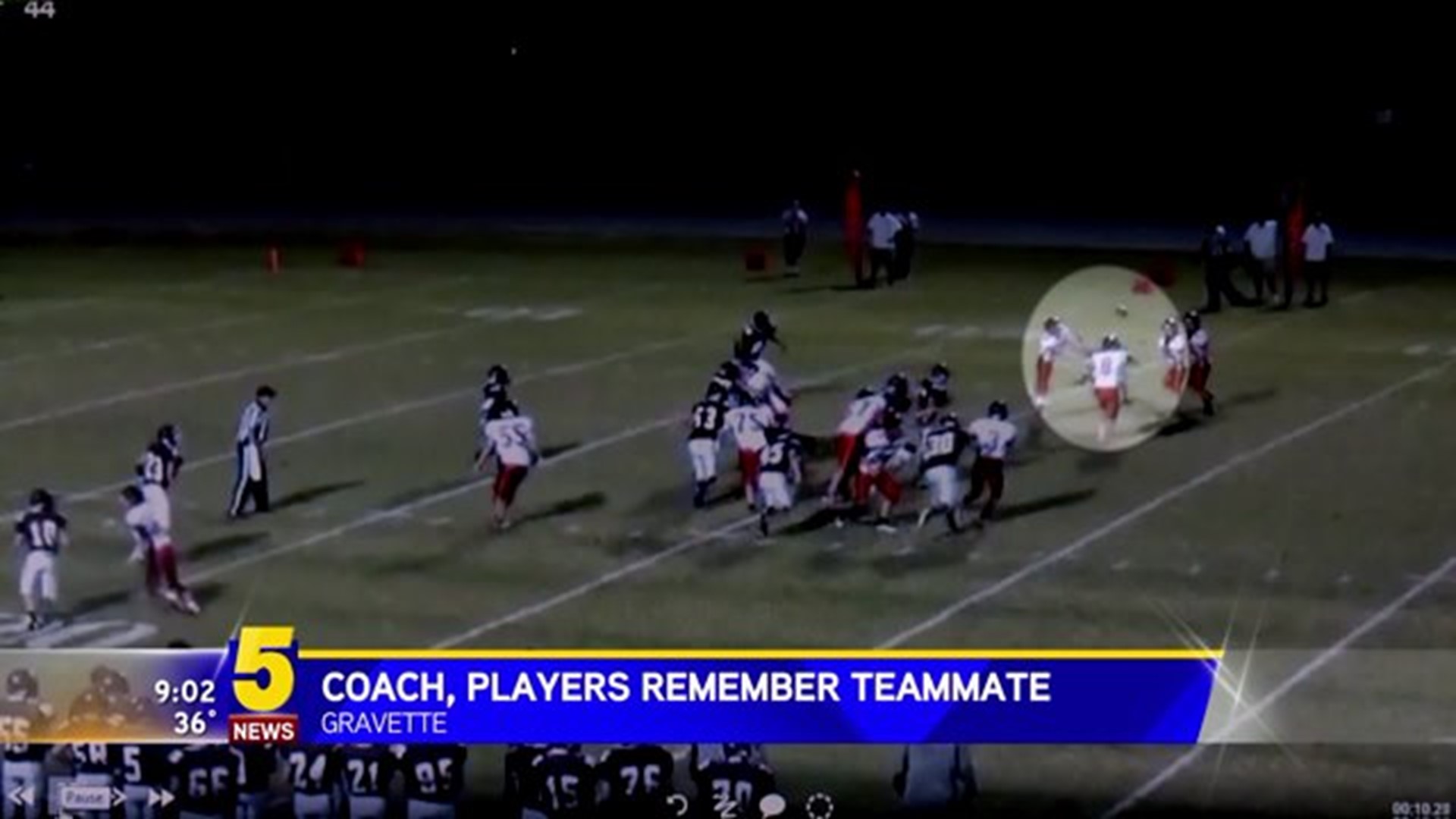 GRAVETTE FOOTBALL PLAYERS AND COACH REMEMBER TEAMMATE