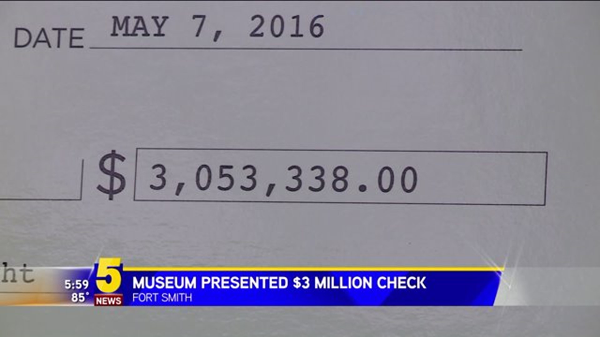 US Marshals Museum Presented Check