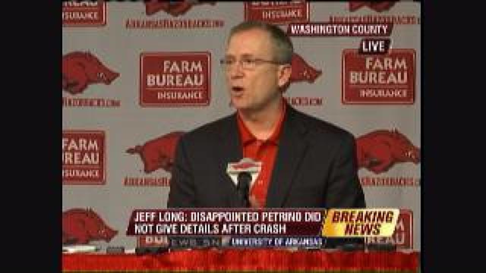 Jeff Long Press Conference on Petrino's Accident
