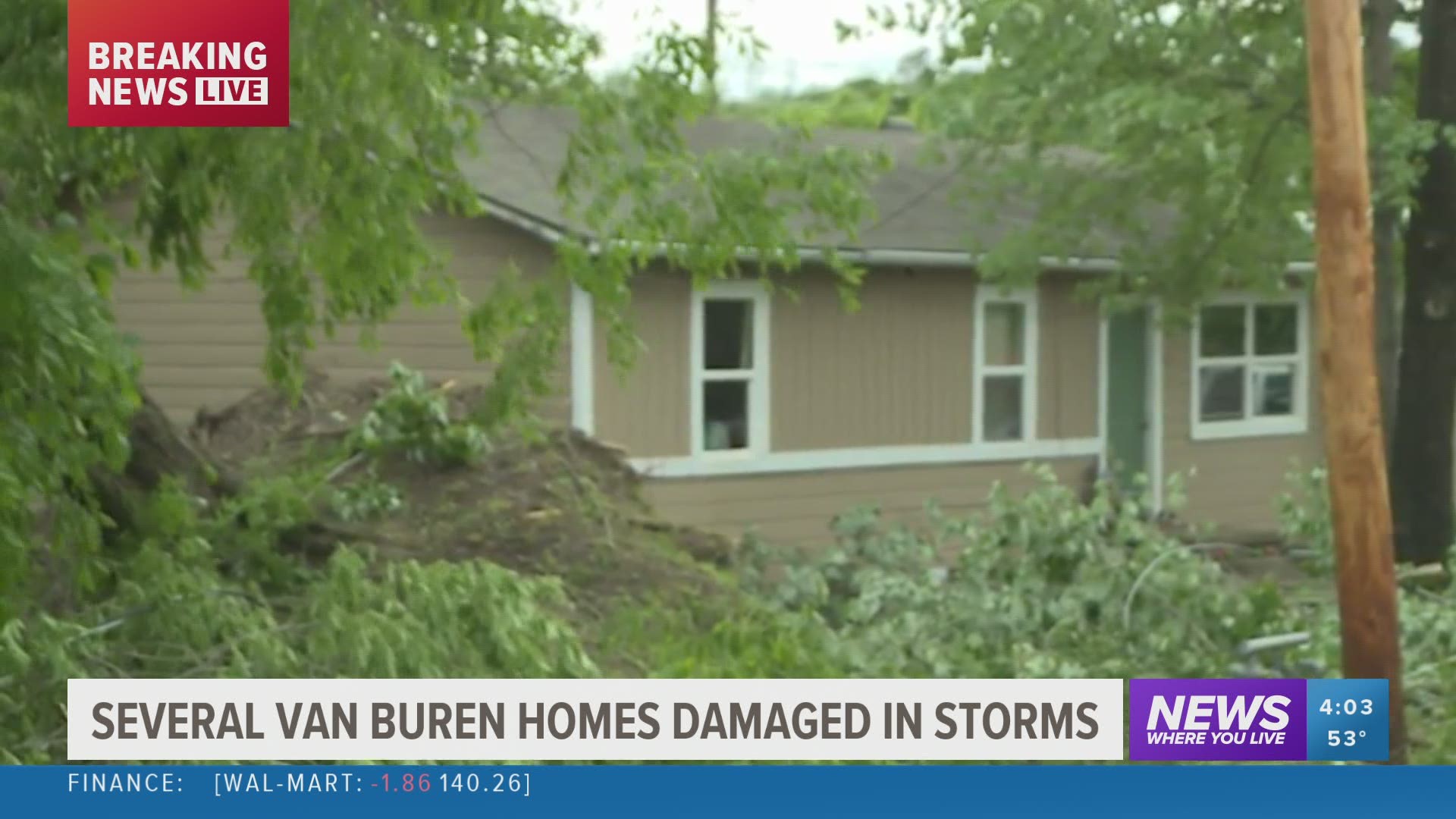 Several Van Buren homes have been damaged in last night's (May 3) storms.