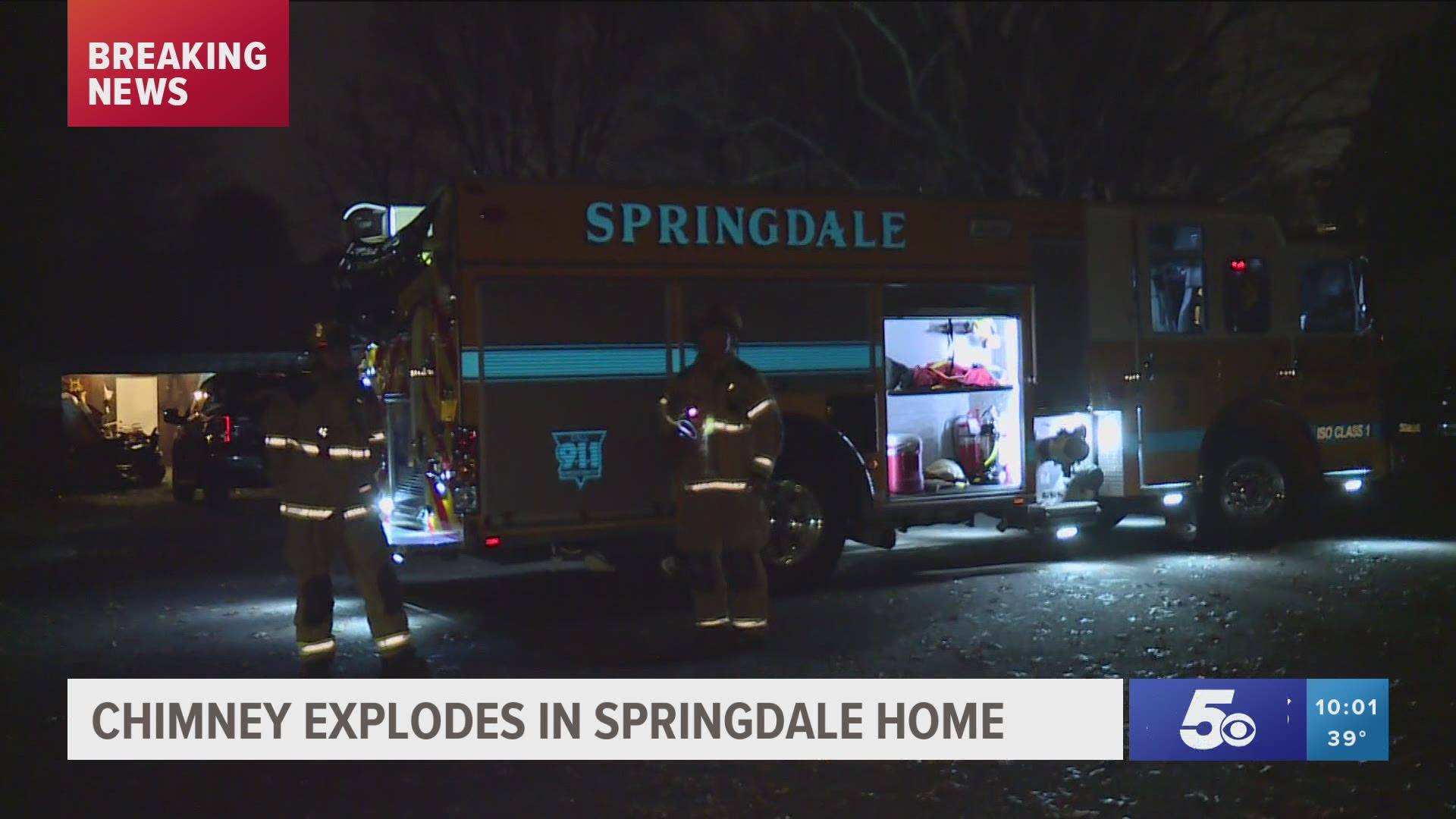 Chimney explodes in Springdale home, no injuries
