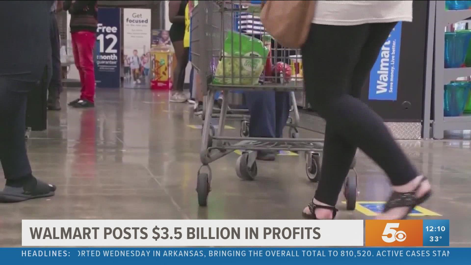 Walmart reported that its quarterly profit reached $3.56 billion, or $1.28 per share.