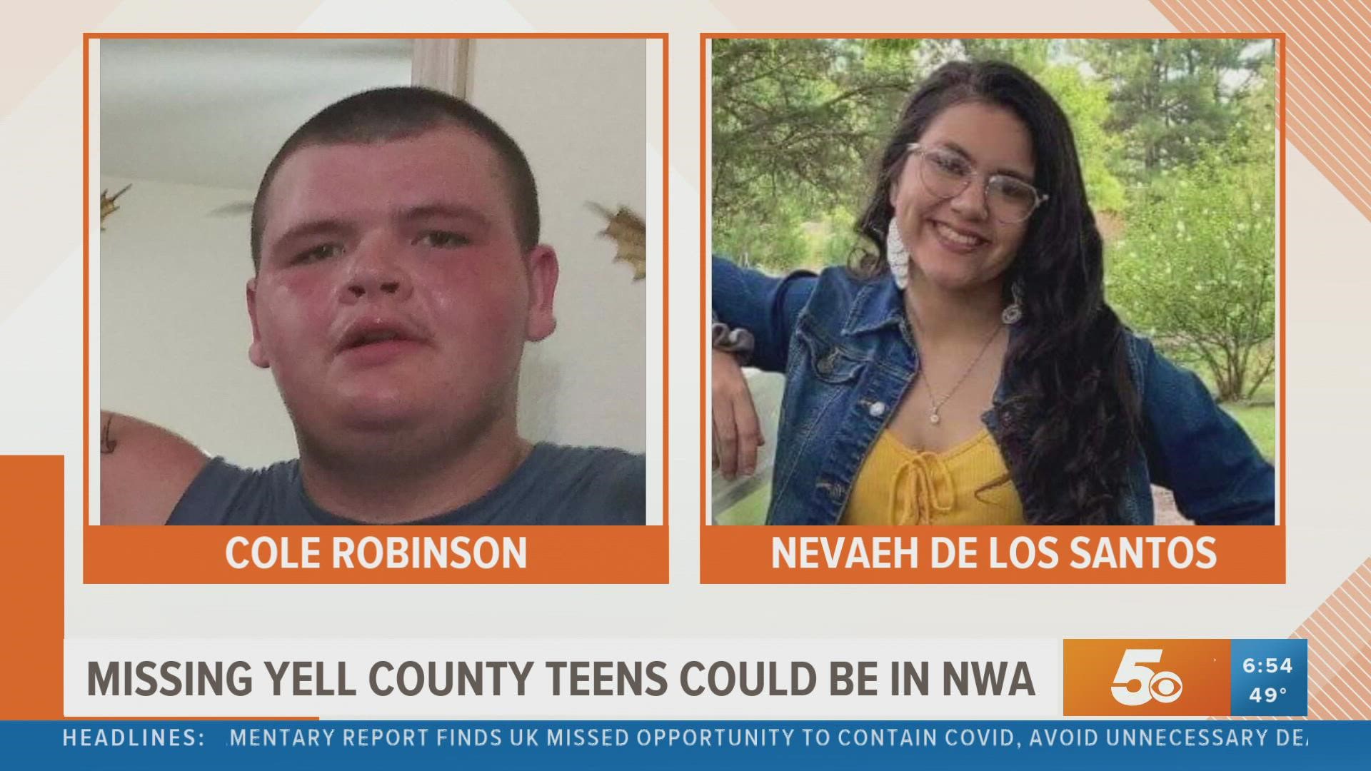 17-year-olds Cole Taylor Robinson and Nevaeh De Los Santos both left Two Rivers School Friday, Oct. 8, headed to the NWA area.
