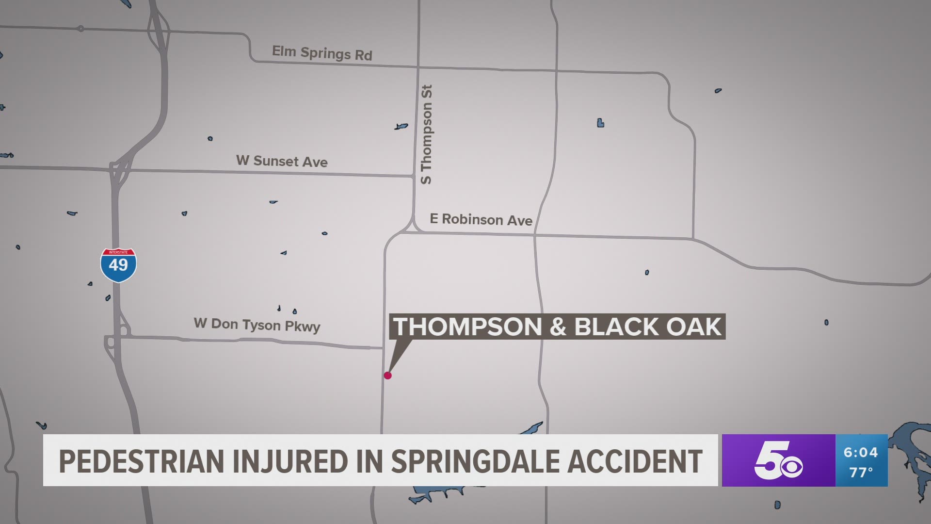 Officers responded to Thompson and Black Oak Wednesday night after receiving a call about a pedestrian hit by a vehicle.