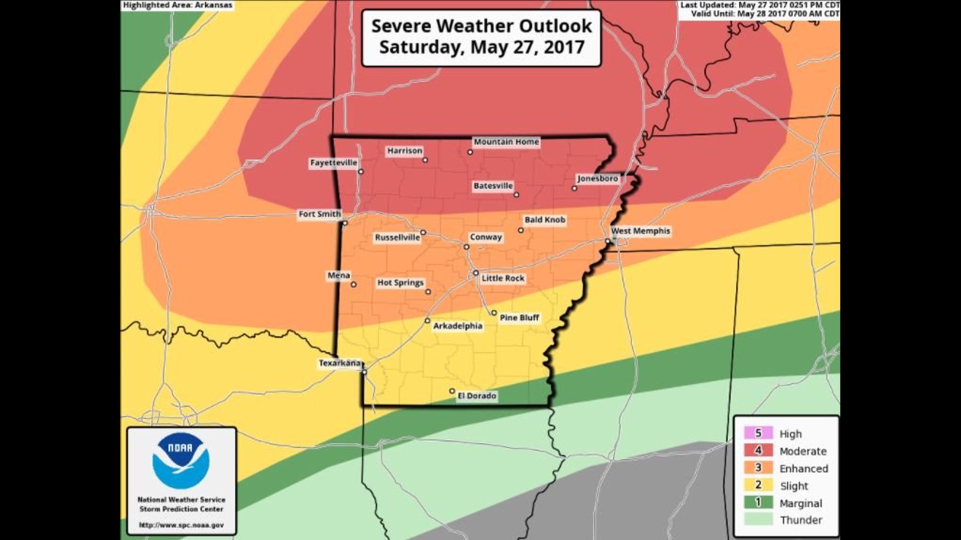 NWS Issues Tornado Watch For Portions Of Northwest Arkansas