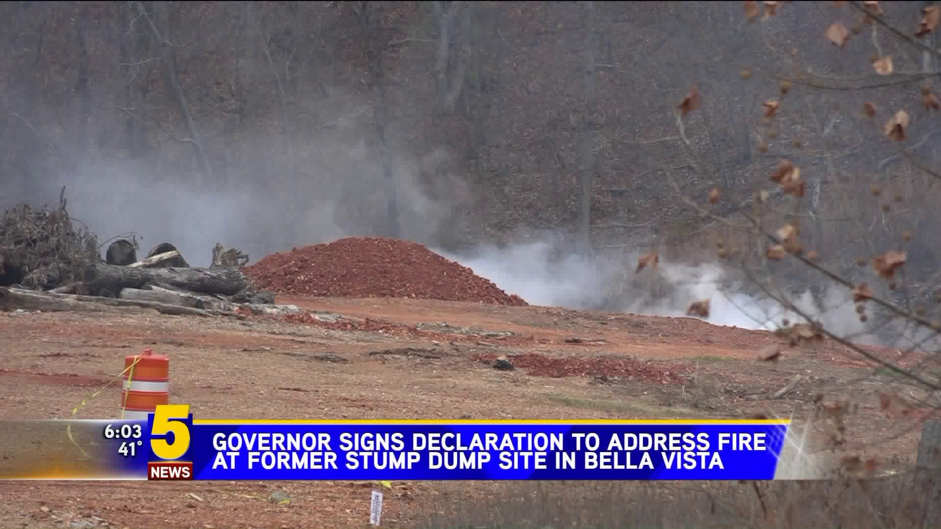 Gov signs declaration to address fire at former stump dump in Bella Vista