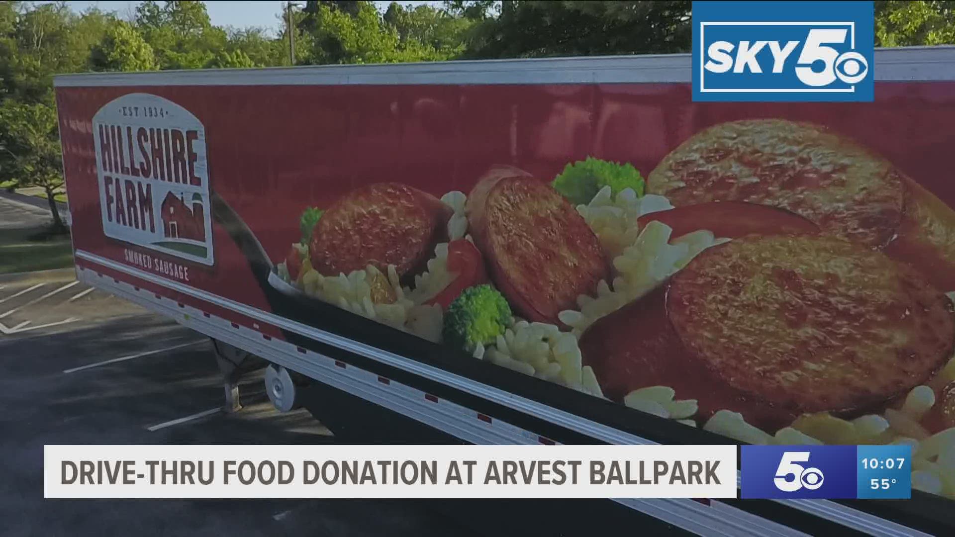 Drive-thru food donation at Arvest Ballpark