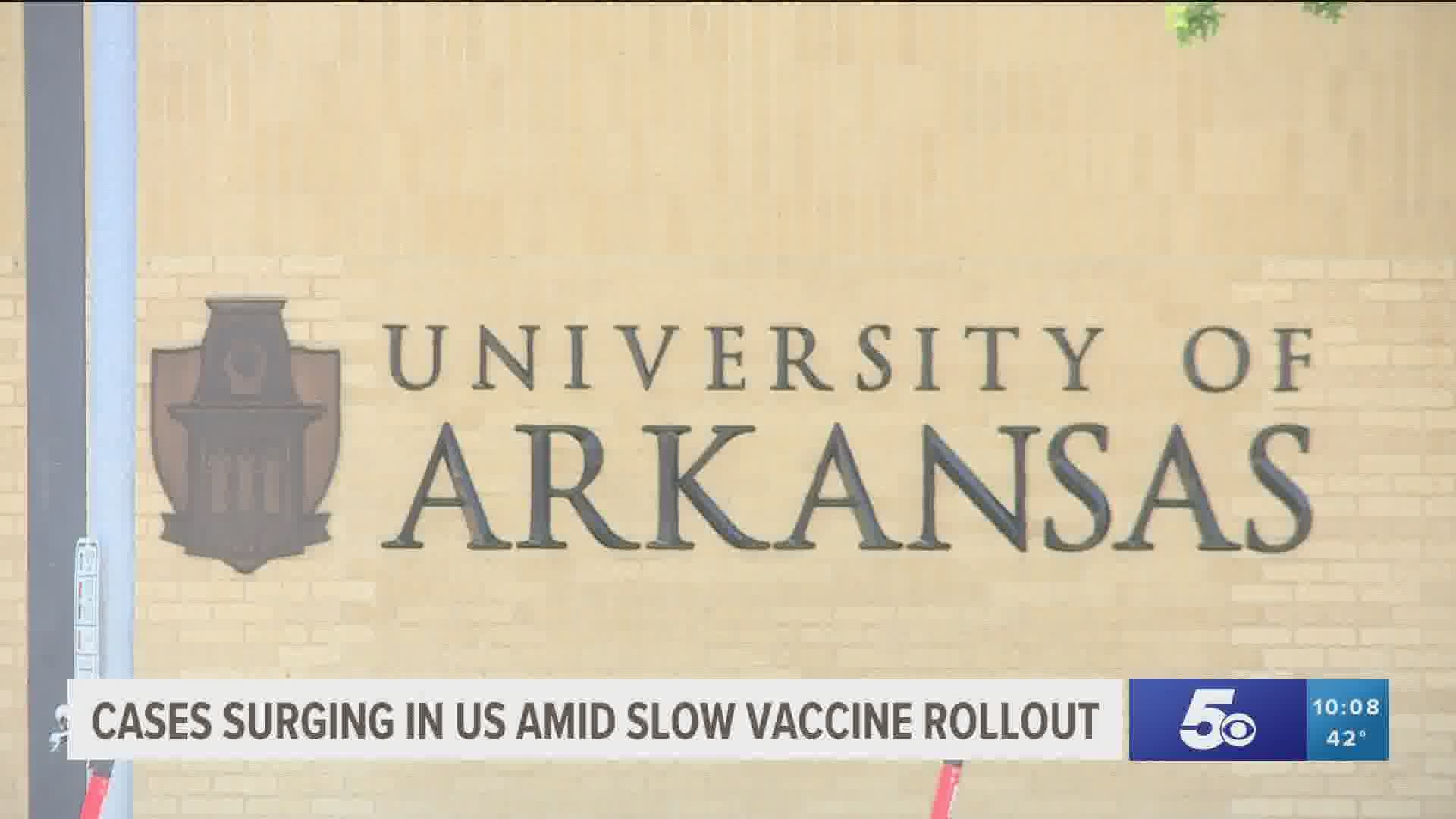 The University of Arkansas held its first vaccination Saturday (Jan. 23) morning.