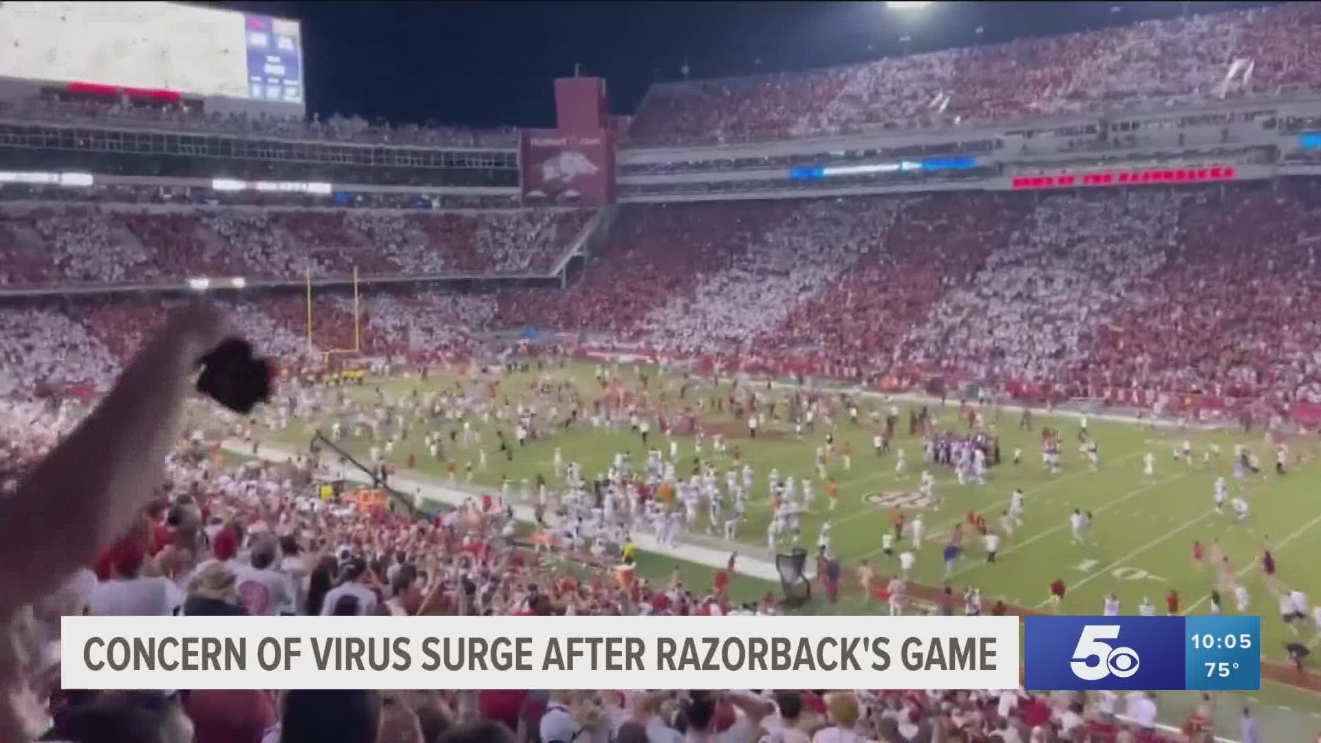 After Razorback Stadium was packed with fans over the weekend for the Texas game, COVID-19 concerns have been raised for the local area.