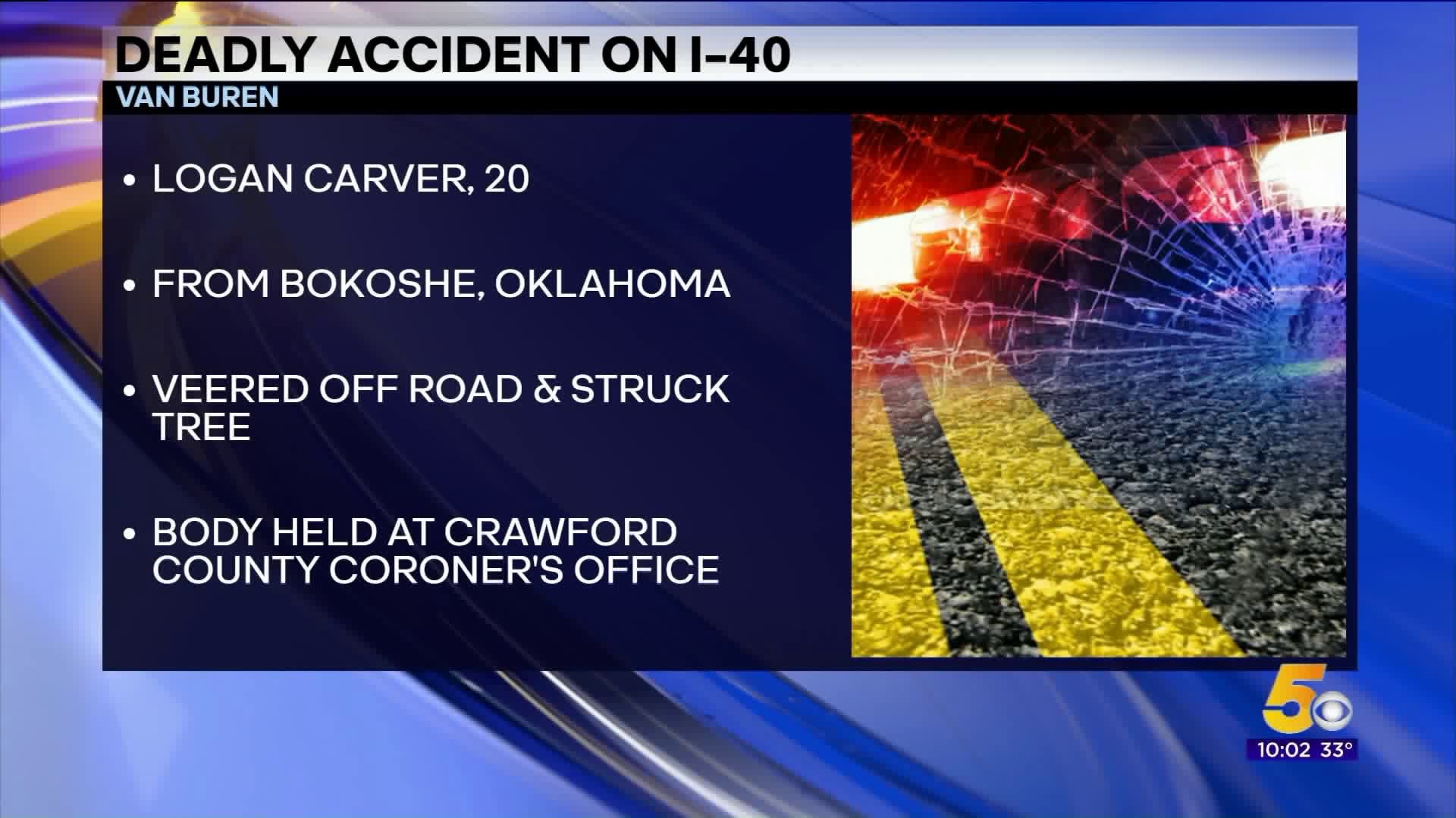 20-Year-Old Oklahoma Man Dies In Crash On I-40 In Van Buren