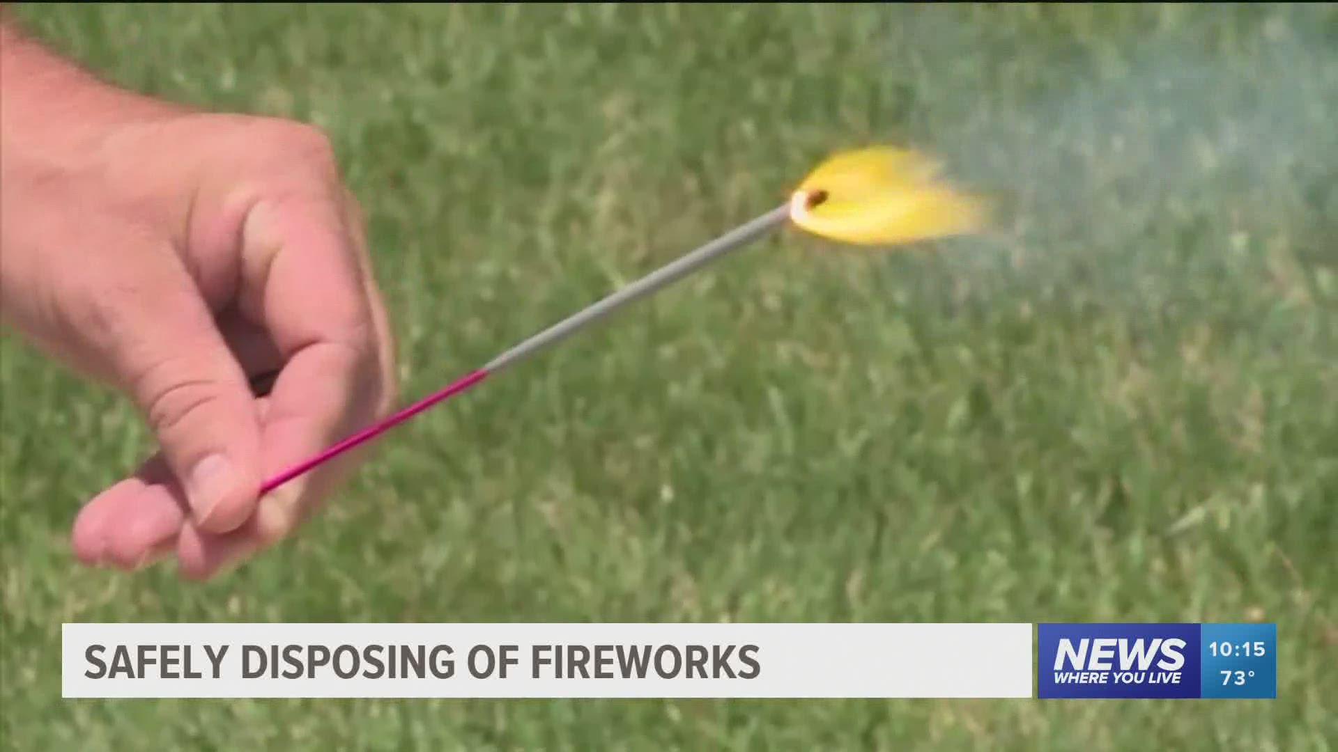 Safely disposing of fireworks.