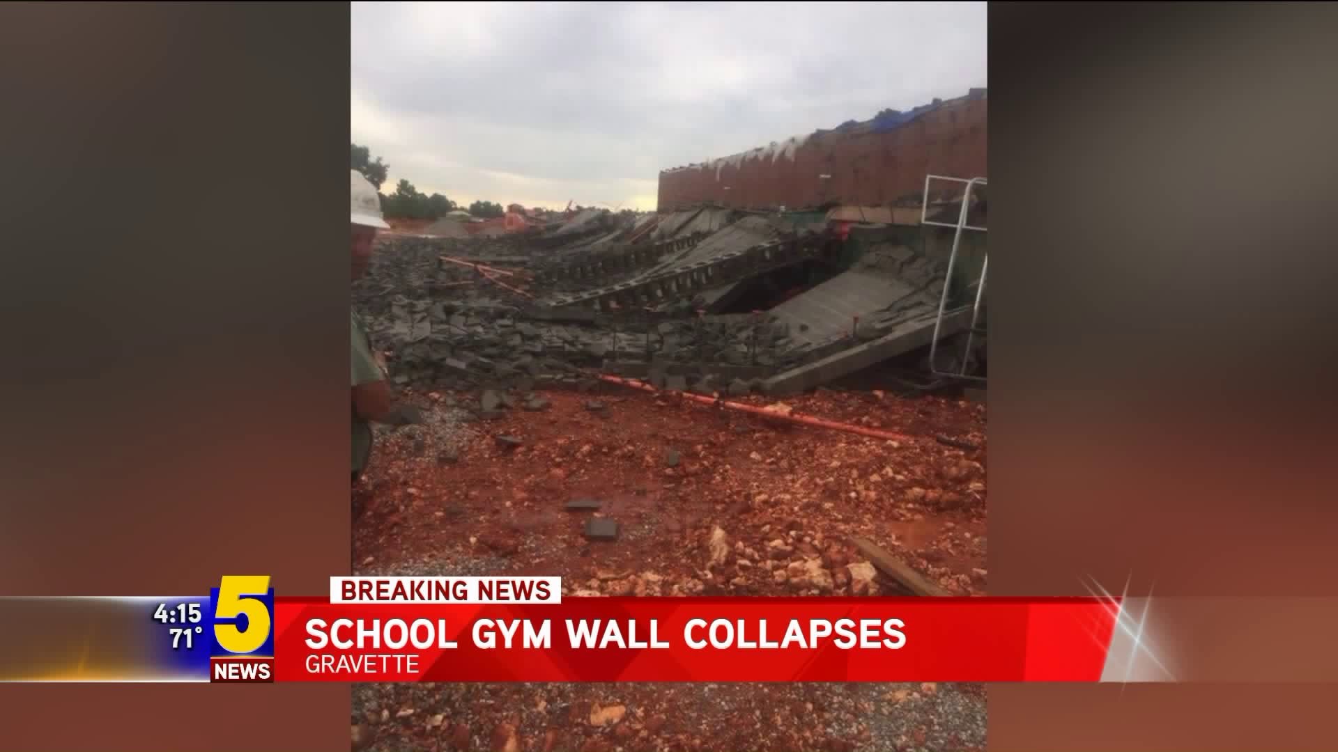 Gravette School Gym Wall Under Construction Falls During Storm